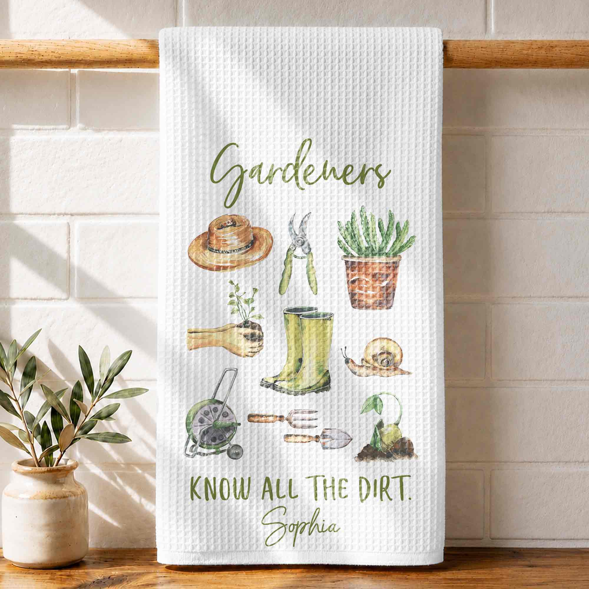 Personalized Gardener Kitchen Towel Custom Name Gift Idea