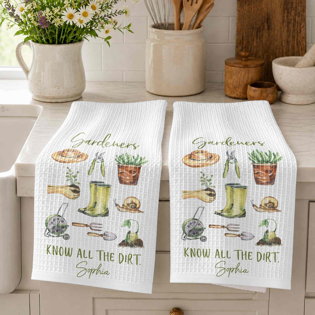 Personalized Gardener Kitchen Towel Custom Name Gift Idea