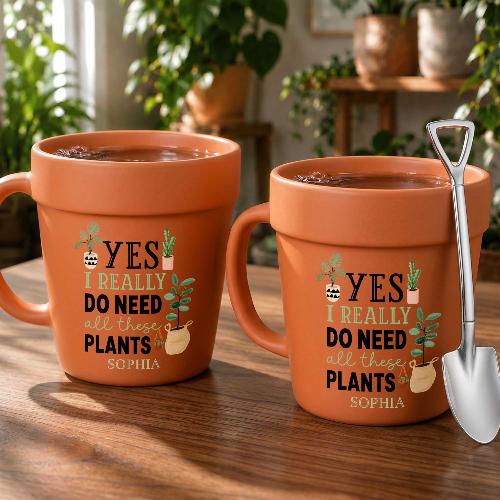 Personalized Terracotta Style Plant Pot Mug Custom Gift for Mom