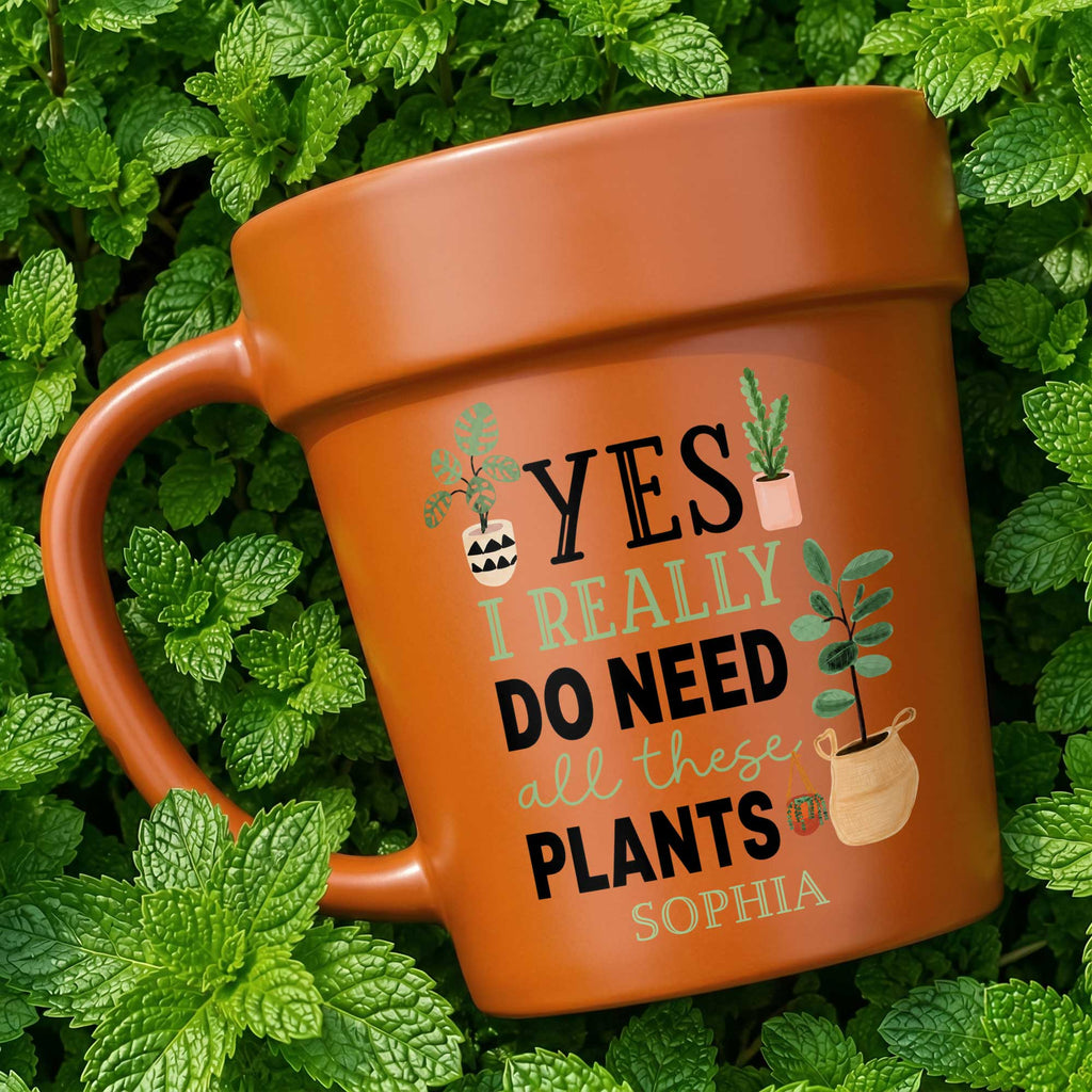 Personalized Terracotta Style Plant Pot Mug Custom Gift for Mom