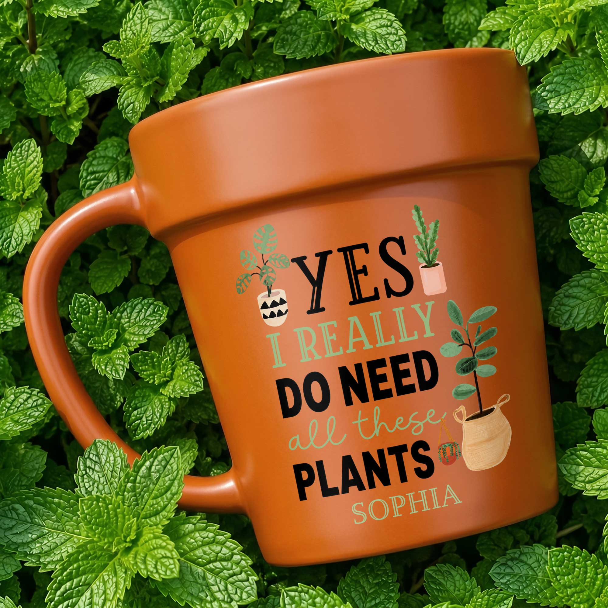 Personalized Terracotta Style Plant Pot Mug Custom Gift for Mom