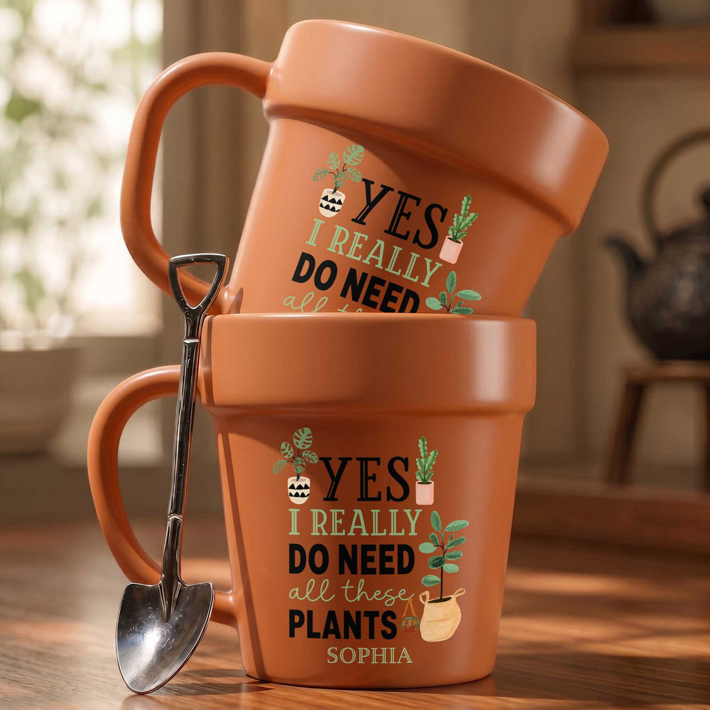 Personalized Terracotta Style Plant Pot Mug Custom Gift for Mom