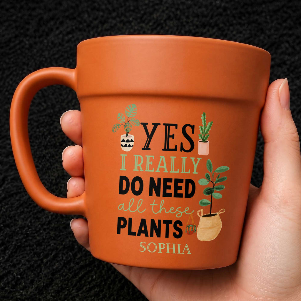 Personalized Terracotta Style Plant Pot Mug Custom Gift for Mom