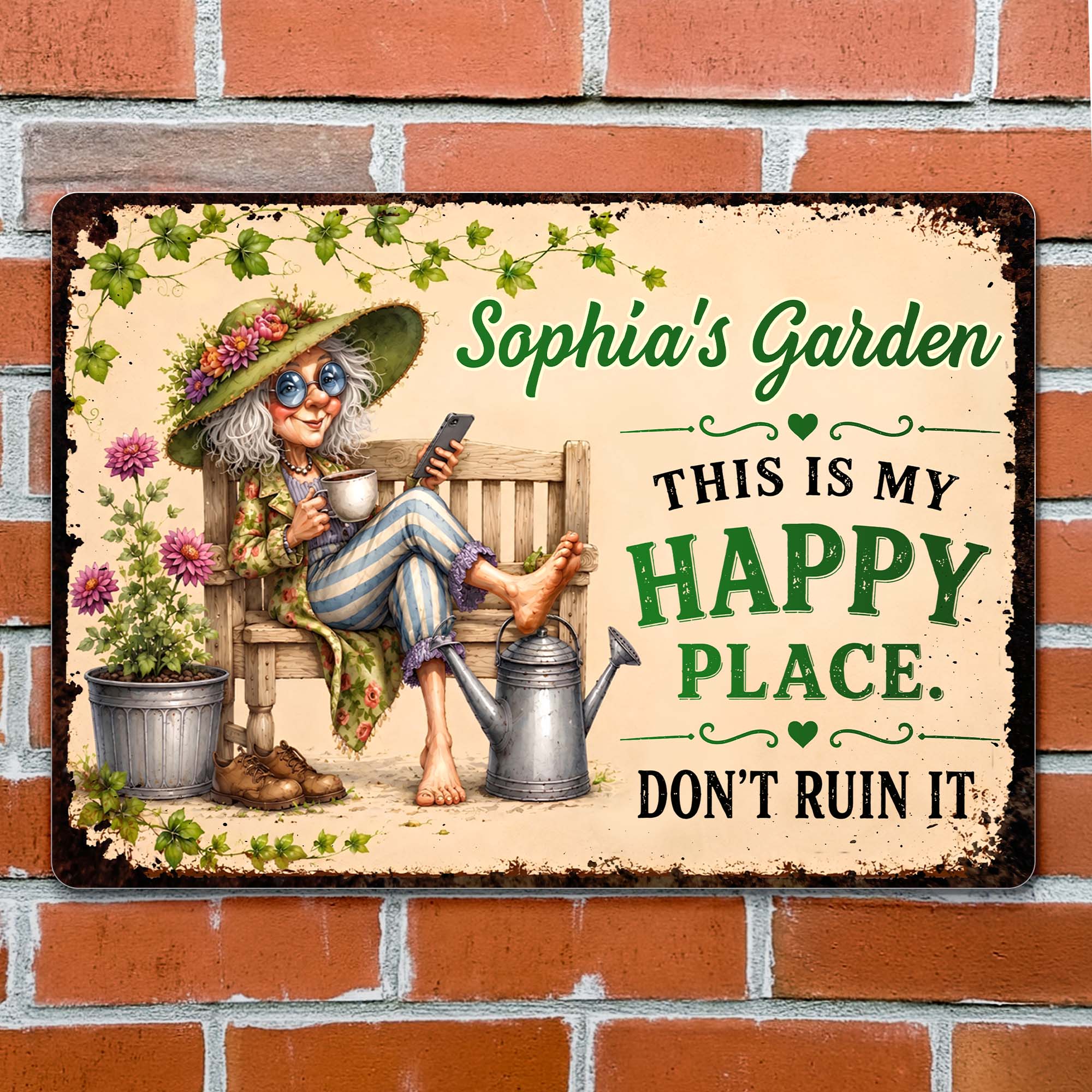 Personalized Metal Sign Custom Name Garden Gift for Mom Metal Sign GradoCreations