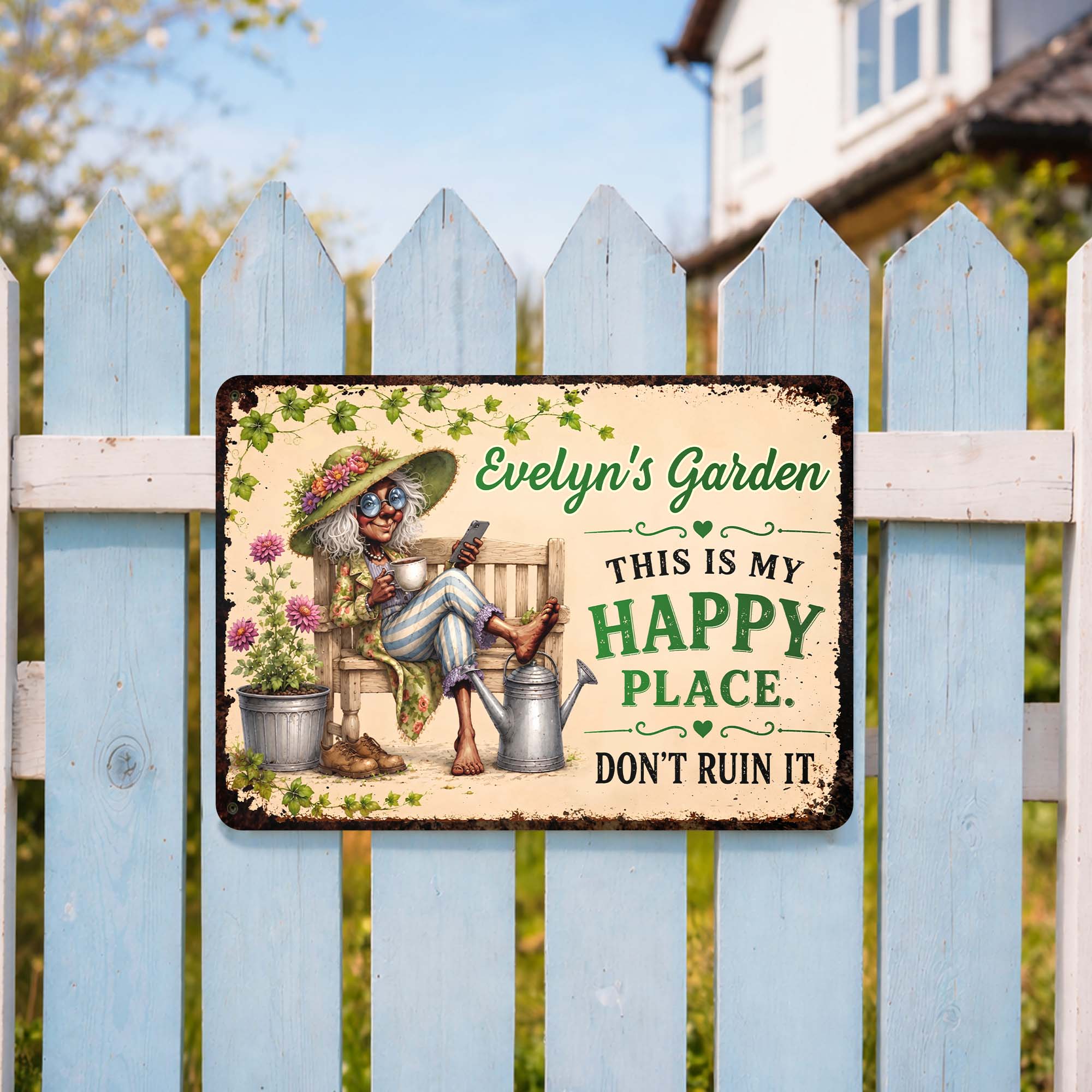 Personalized Metal Sign Custom Name Garden Gift for Mom Metal Sign GradoCreations