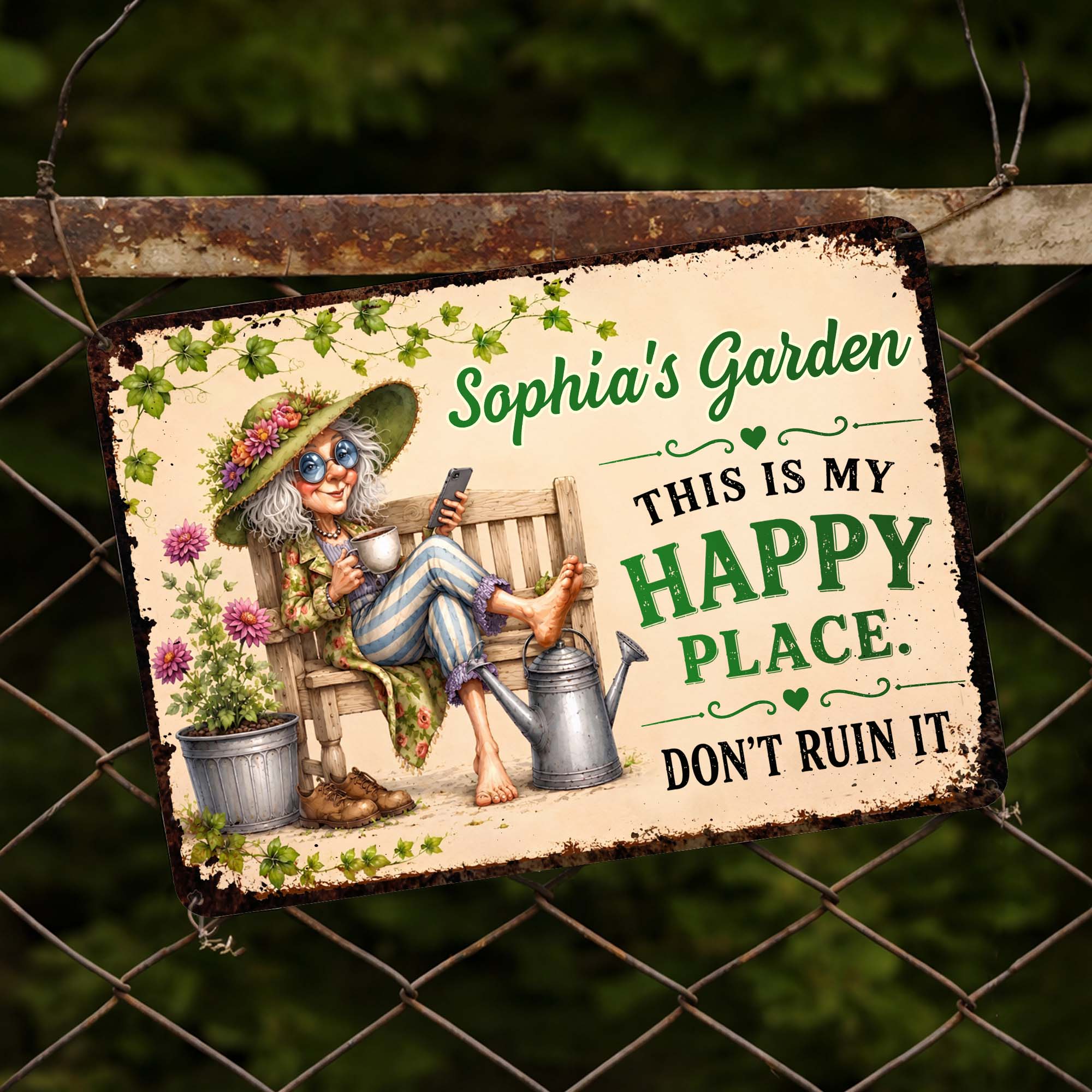 Personalized Metal Sign Custom Name Garden Gift for Mom Metal Sign GradoCreations