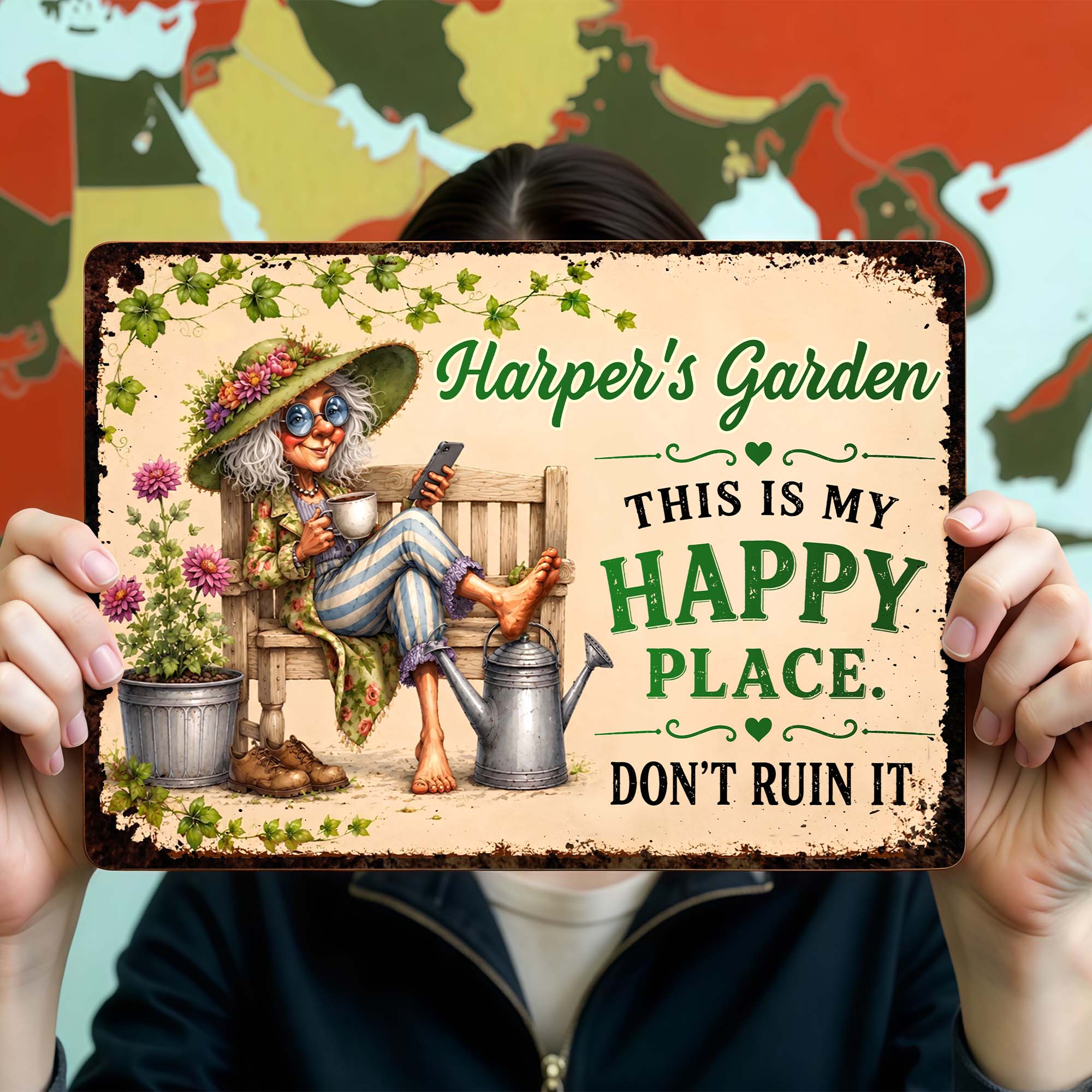 Personalized Metal Sign Custom Name Garden Gift for Mom Metal Sign GradoCreations
