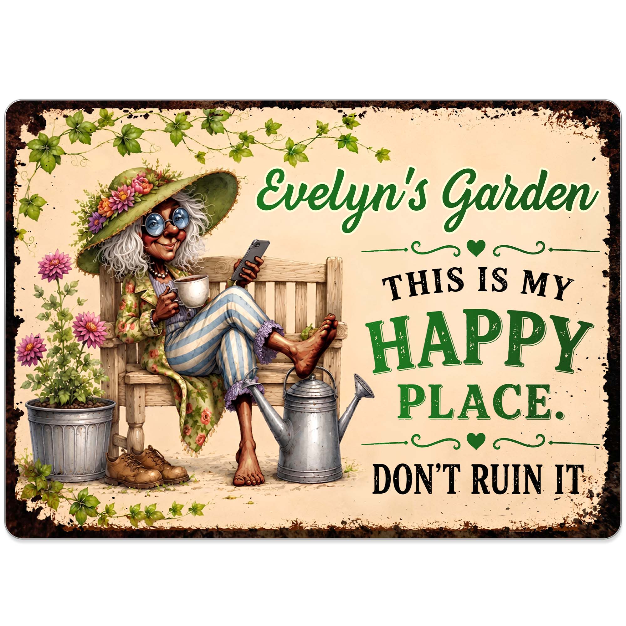 Personalized Metal Sign Custom Name Garden Gift for Mom Metal Sign GradoCreations