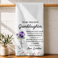 Personalized Kitchen Towel Gift for Granddaughter Birth Month Flowers