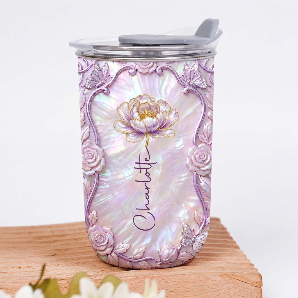 Personalized Custom 10oz Birth Month Flower Tumbler Gift 10oz tumbler GradoCreations