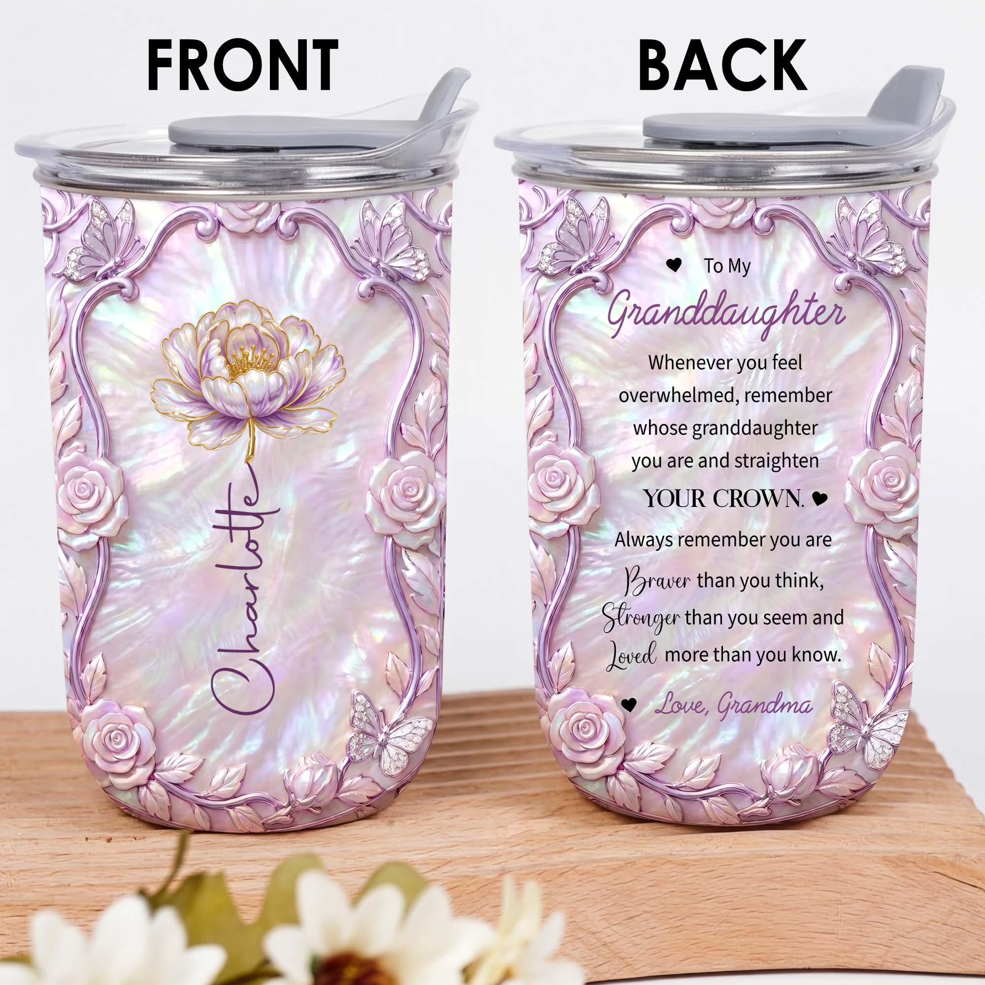 Personalized Custom 10oz Birth Month Flower Tumbler Gift 10oz tumbler GradoCreations