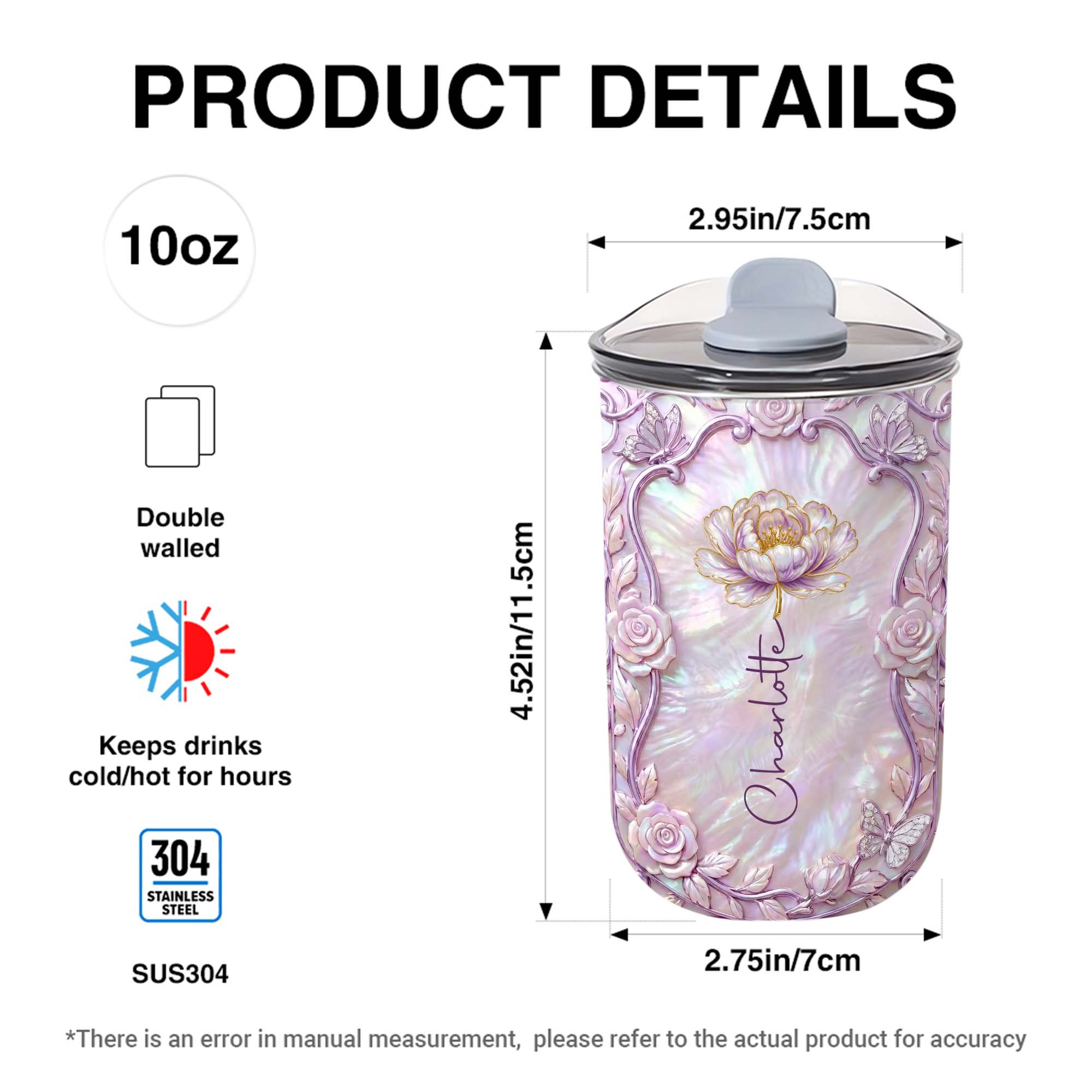 Personalized Custom 10oz Birth Month Flower Tumbler Gift 10oz tumbler GradoCreations