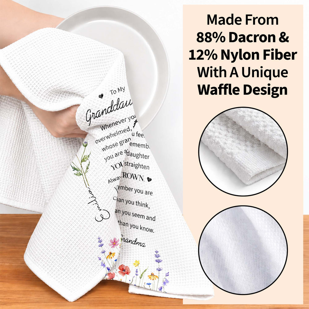 Personalized Kitchen Towel Custom Birth Month Flower Gift for Granddaughter Kitchen Towel GradoCreations