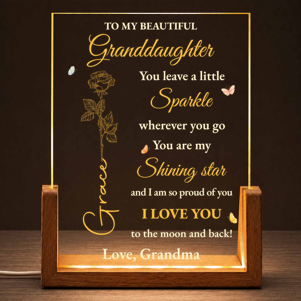 Personalized Acrylic Night Light Custom Gift for Granddaughter Wood and Acrylic Night Light GradoCreations