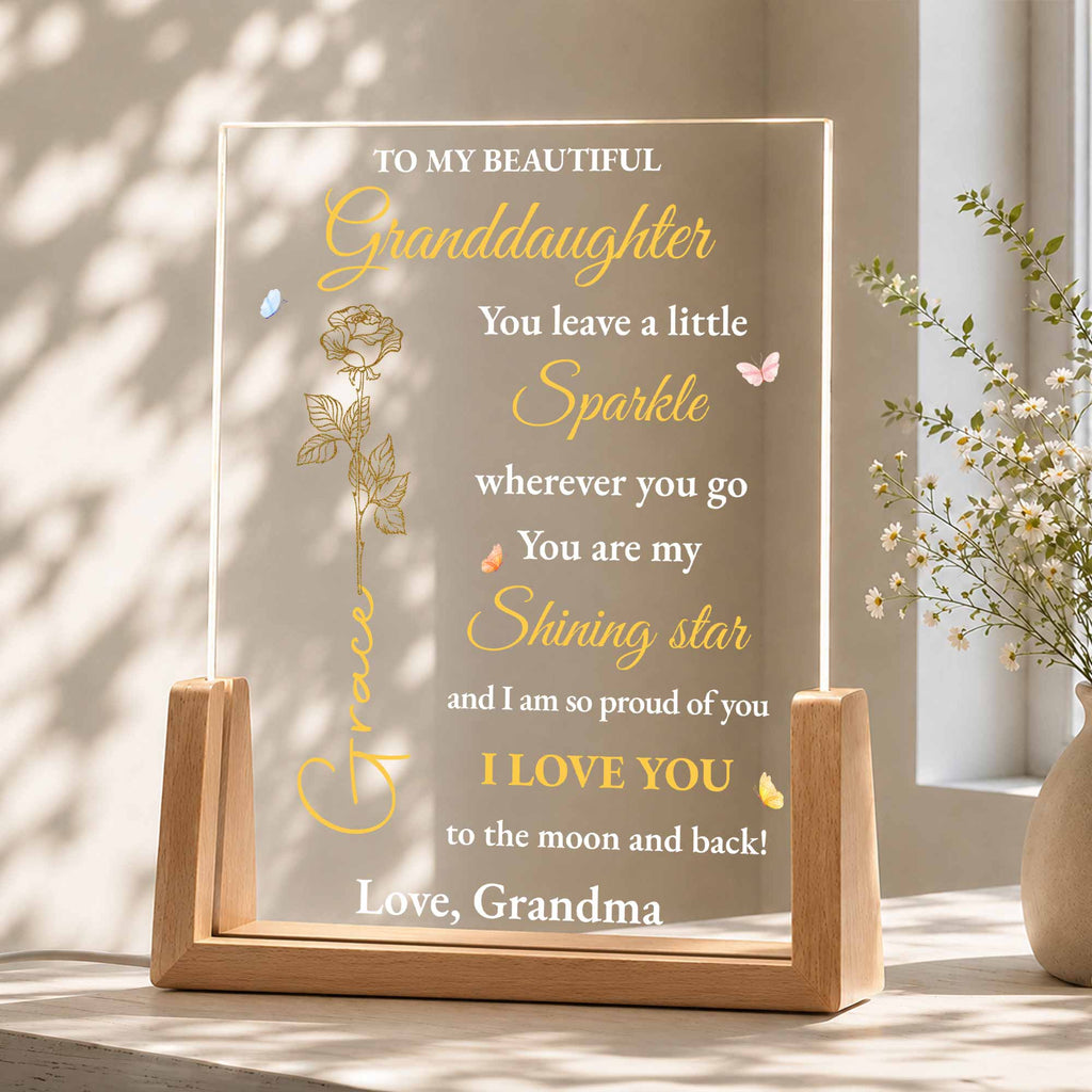 Personalized Acrylic Night Light Custom Gift for Granddaughter Wood and Acrylic Night Light GradoCreations