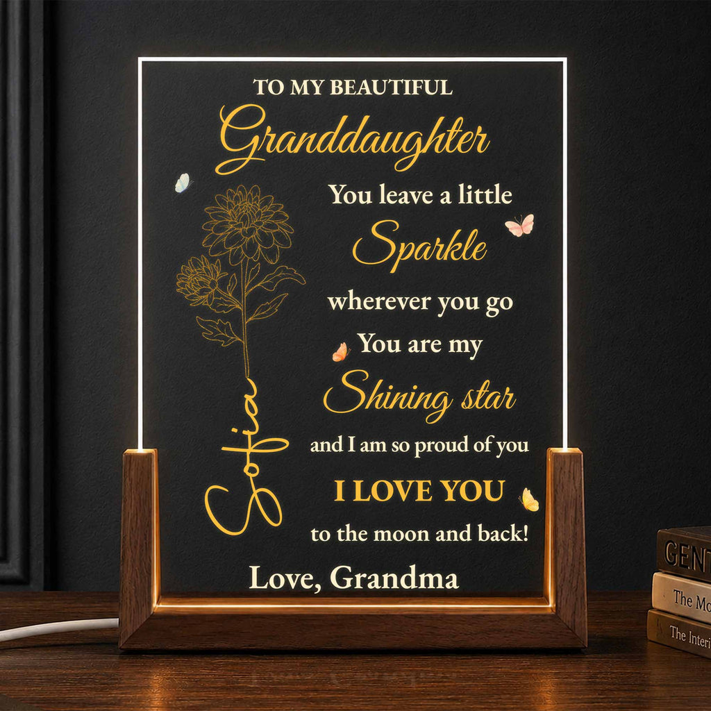 Personalized Acrylic Night Light Custom Gift for Granddaughter Wood and Acrylic Night Light GradoCreations