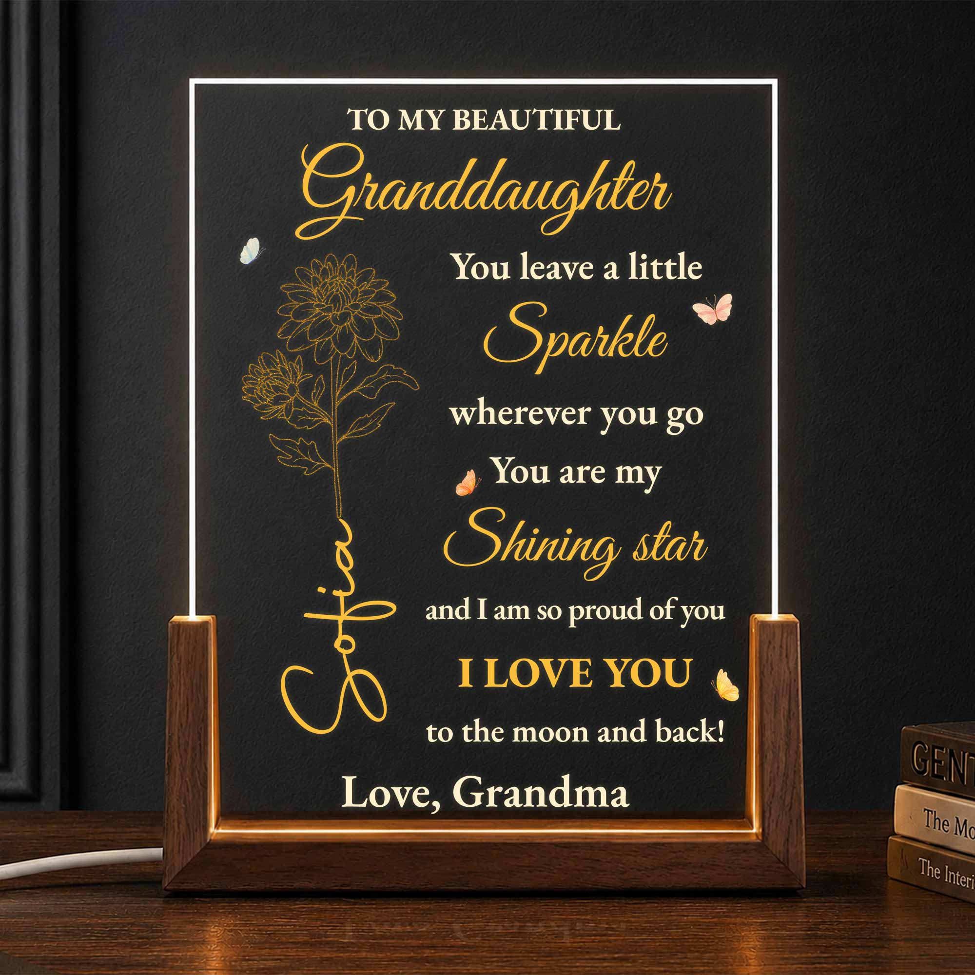 Personalized Acrylic Night Light Custom Gift for Granddaughter Wood and Acrylic Night Light GradoCreations