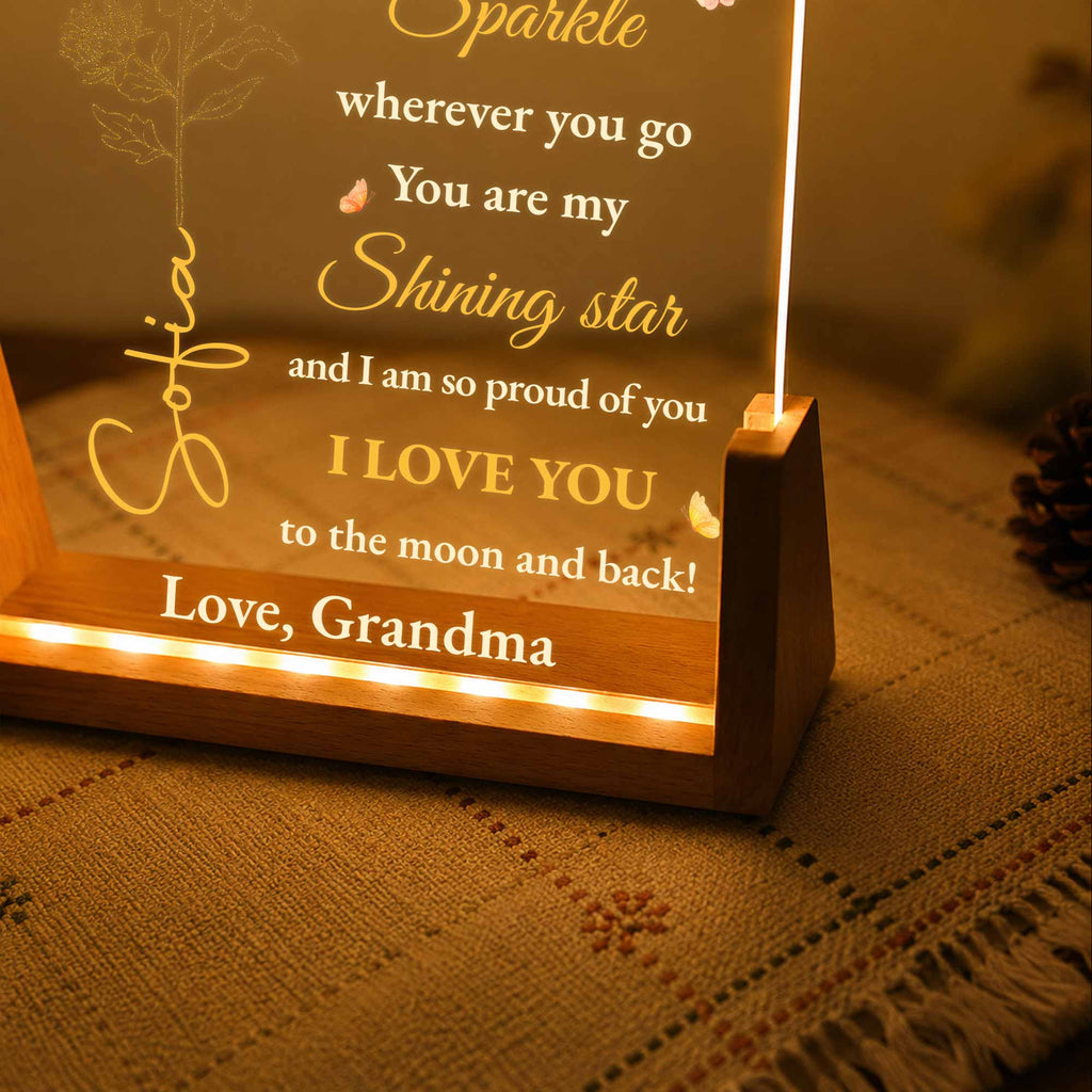 Personalized Acrylic Night Light Custom Gift for Granddaughter Wood and Acrylic Night Light GradoCreations