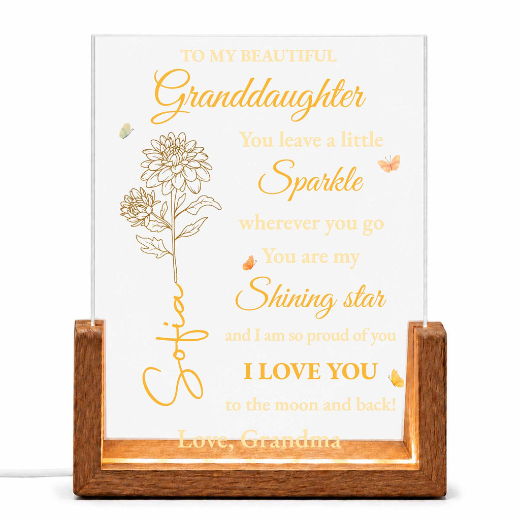 Personalized Acrylic Night Light Custom Gift for Granddaughter Wood and Acrylic Night Light GradoCreations