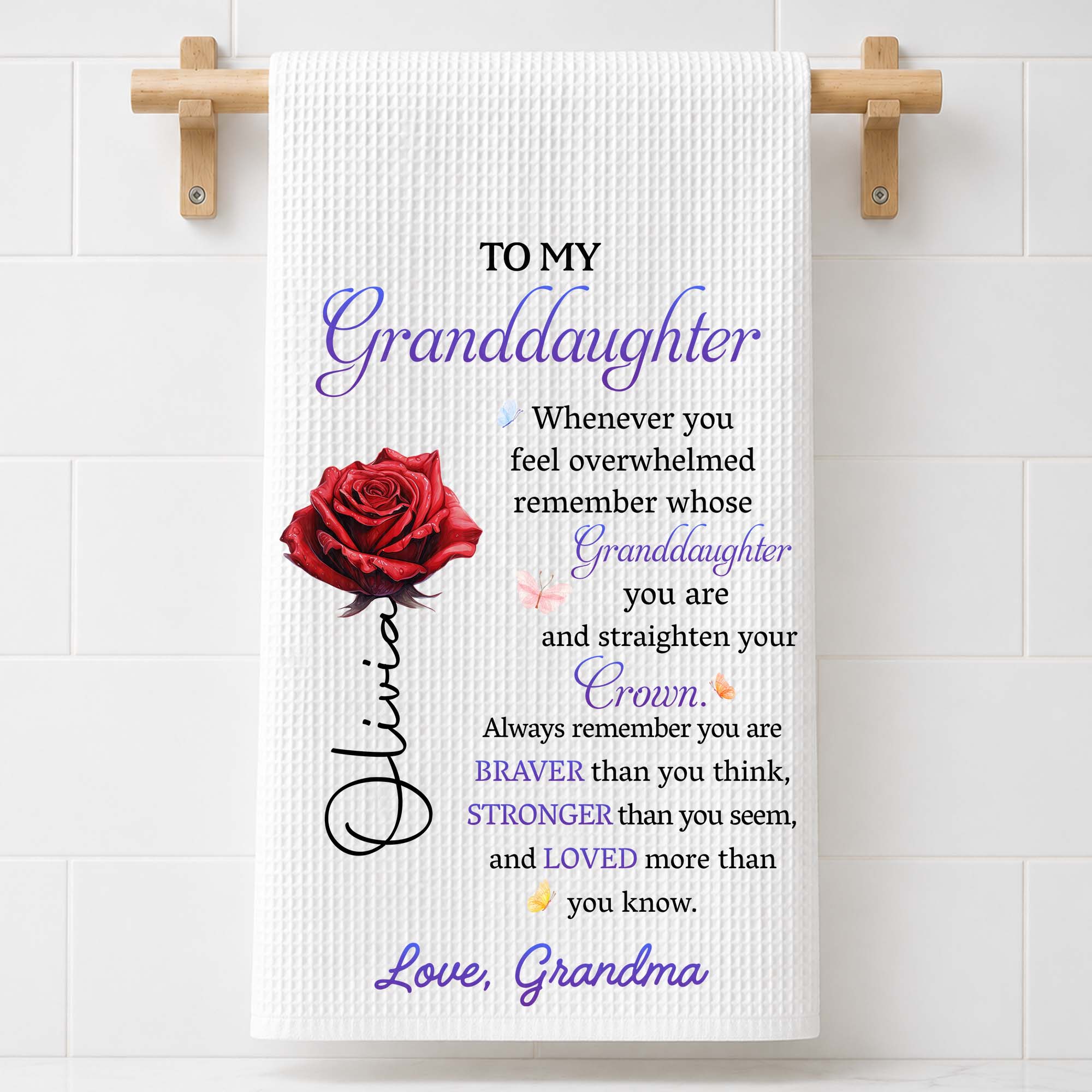 Personalized Kitchen Towel Custom Gift for Granddaughter Kitchen Towel GradoCreations