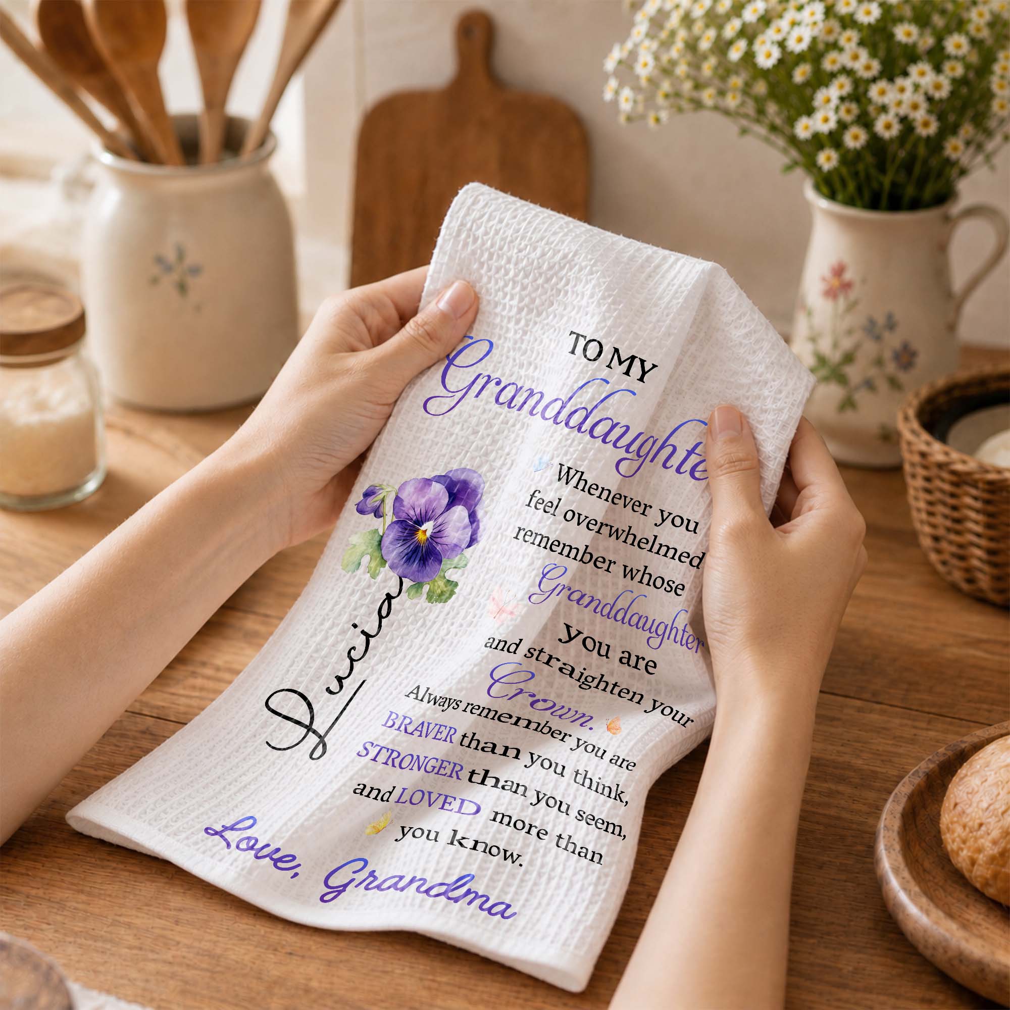 Personalized Kitchen Towel Custom Gift for Granddaughter Kitchen Towel GradoCreations