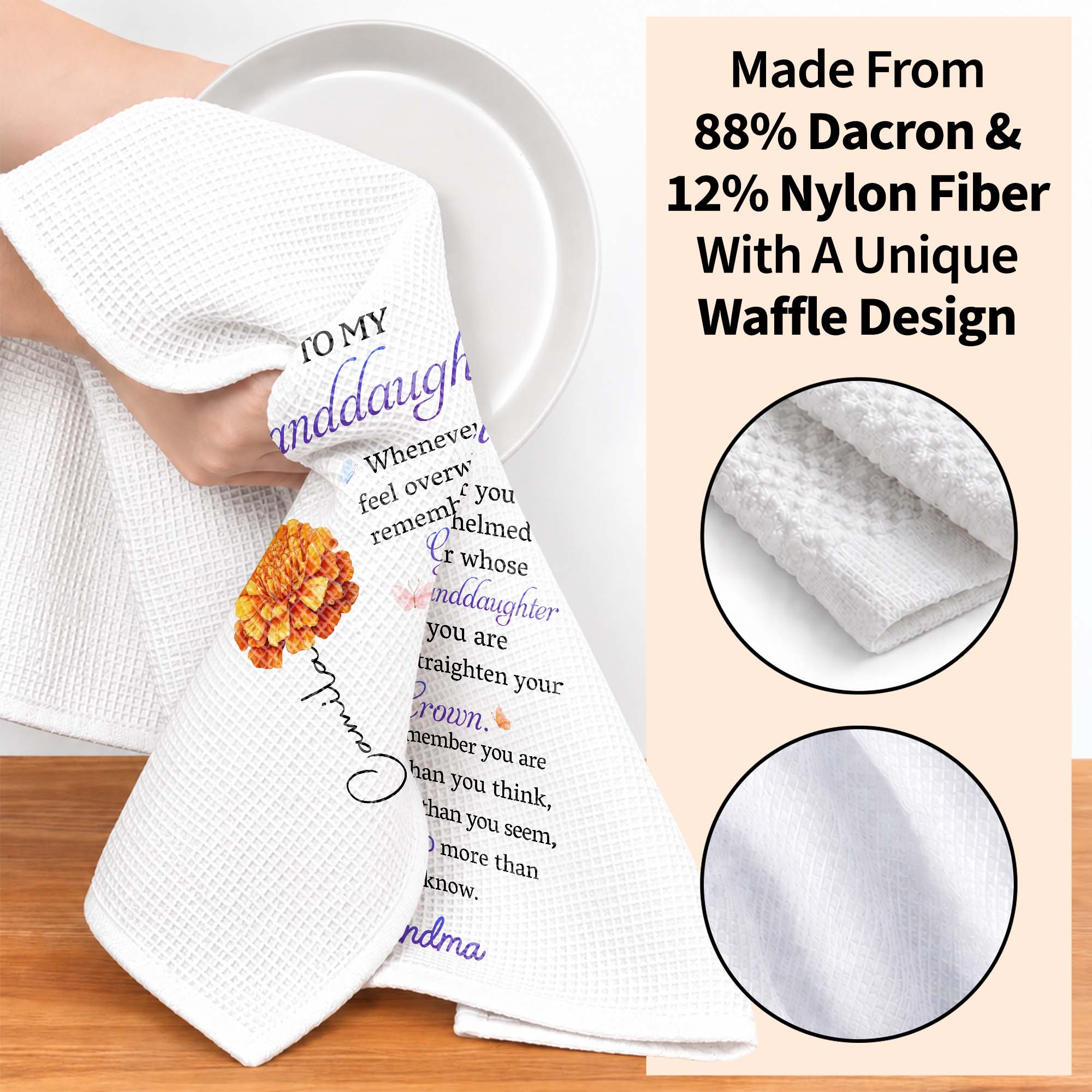 Personalized Kitchen Towel Custom Gift for Granddaughter Kitchen Towel GradoCreations