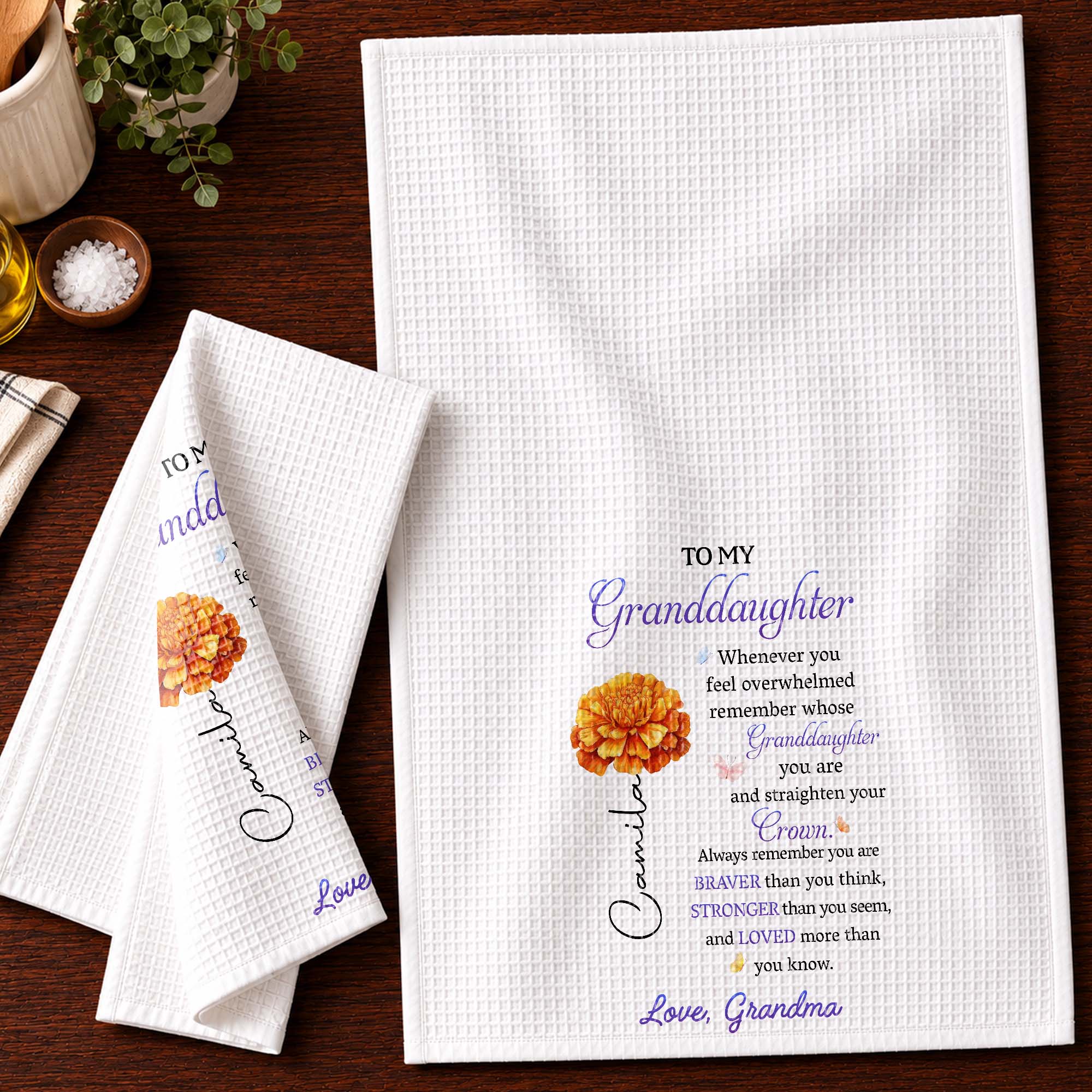 Personalized Kitchen Towel Custom Gift for Granddaughter Kitchen Towel GradoCreations
