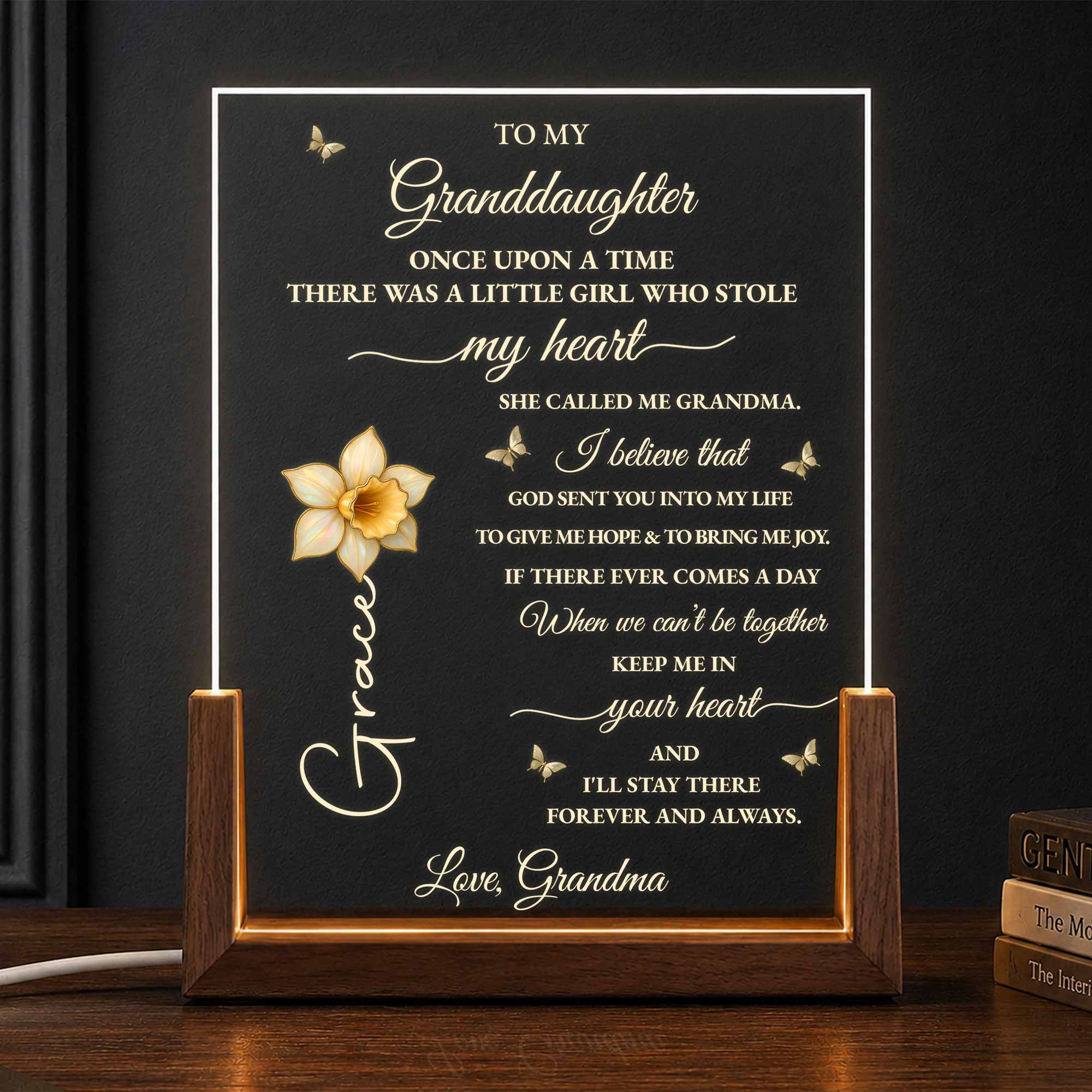 Personalized Acrylic Night Light Custom Gift for Granddaughter Wood and Acrylic Night Light GradoCreations