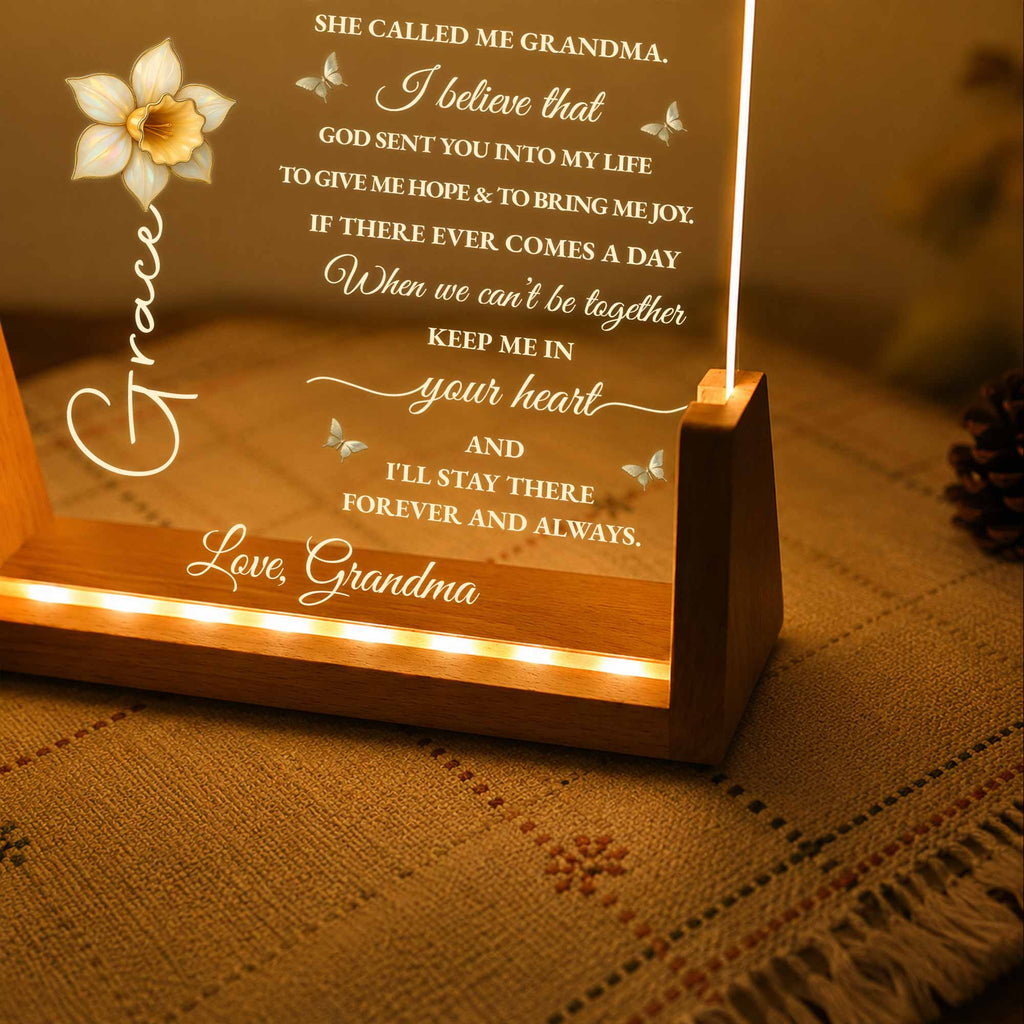 Personalized Acrylic Night Light Custom Gift for Granddaughter Wood and Acrylic Night Light GradoCreations