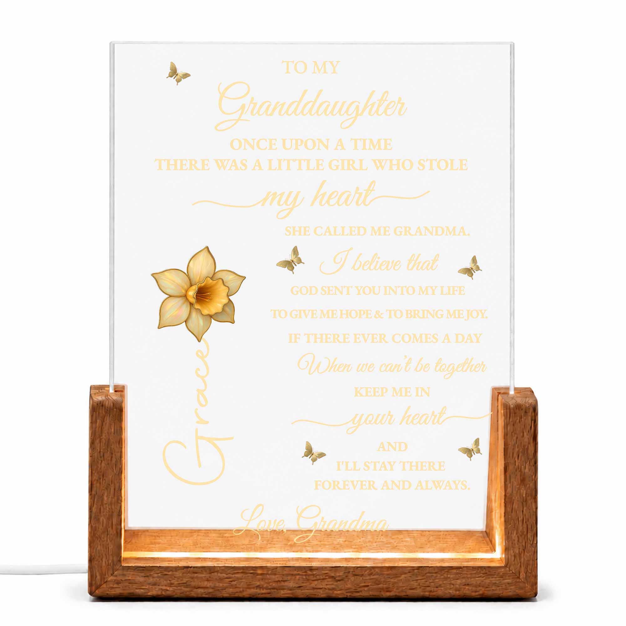 Personalized Acrylic Night Light Custom Gift for Granddaughter Wood and Acrylic Night Light GradoCreations