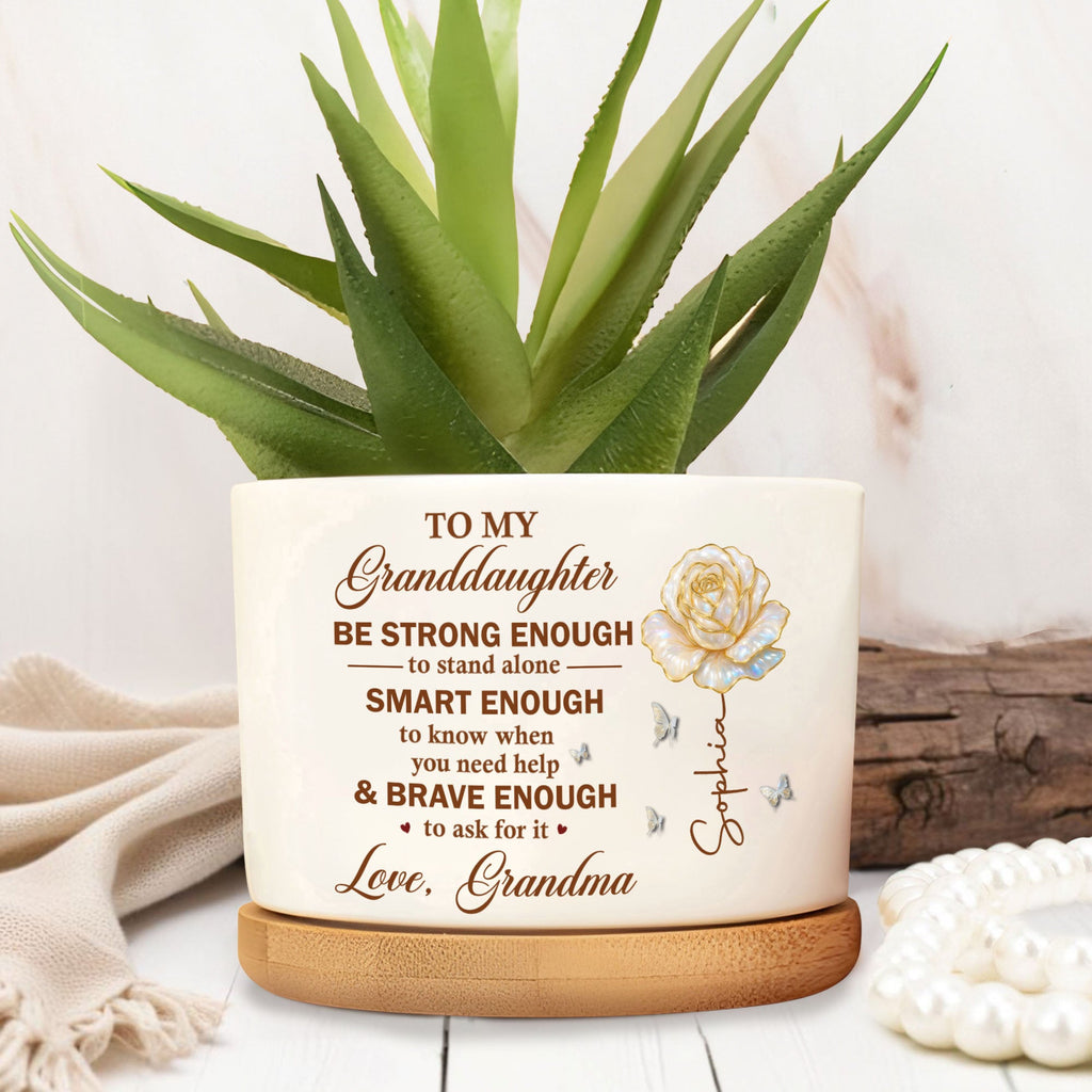 Personalized Ceramic Plant Pot Custom Name Gift for Granddaughter Ceramic Plant Pot GradoCreations