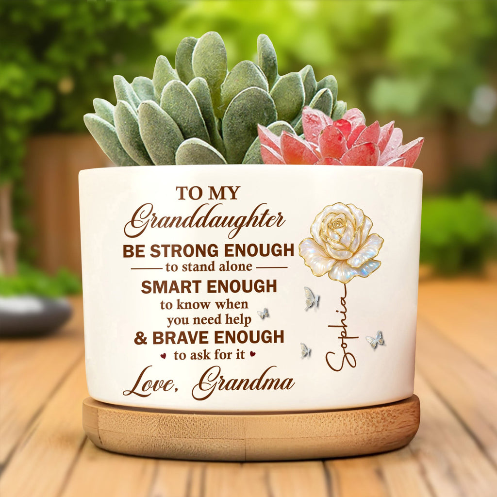 Personalized Ceramic Plant Pot Custom Name Gift for Granddaughter Ceramic Plant Pot GradoCreations
