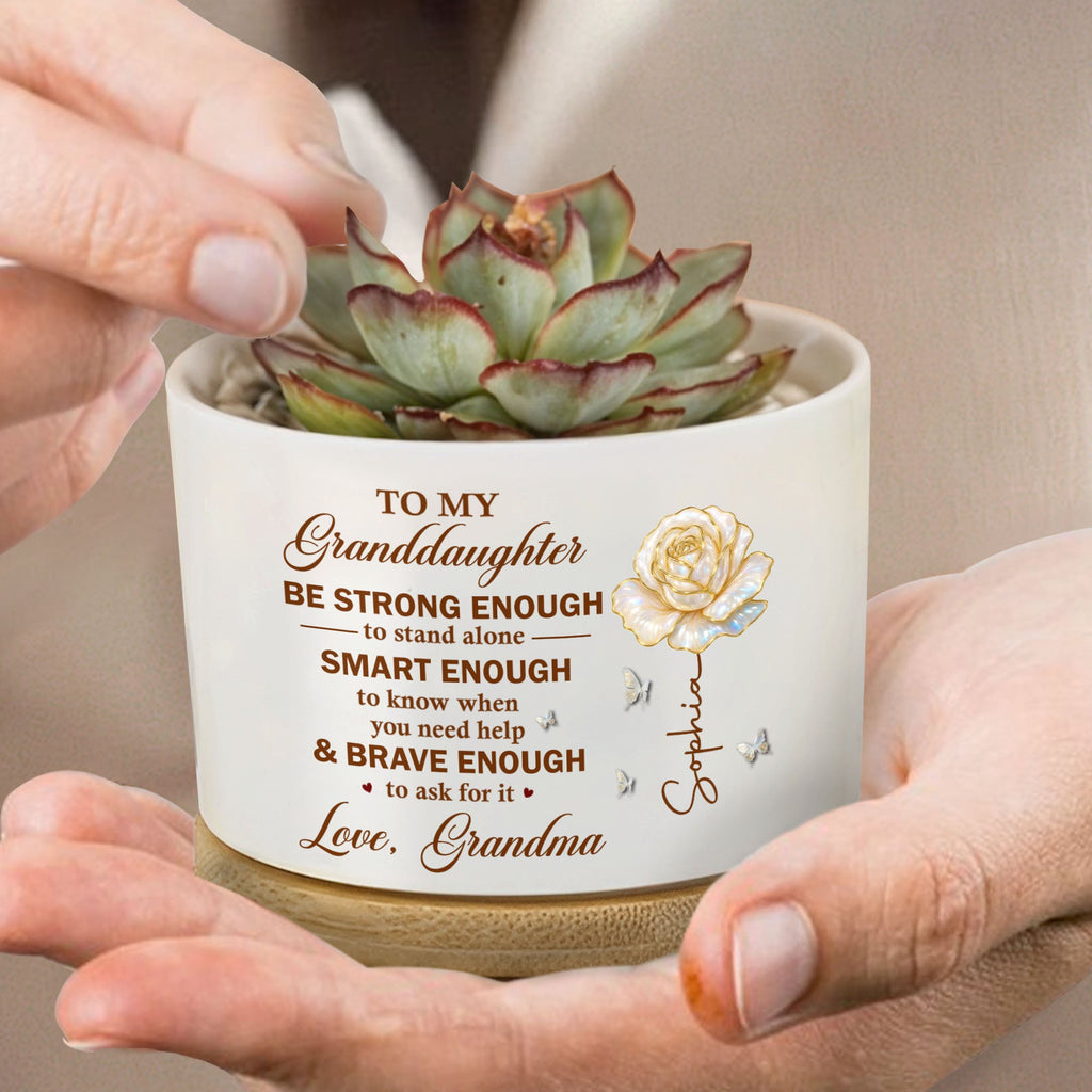 Personalized Ceramic Plant Pot Custom Name Gift for Granddaughter Ceramic Plant Pot GradoCreations