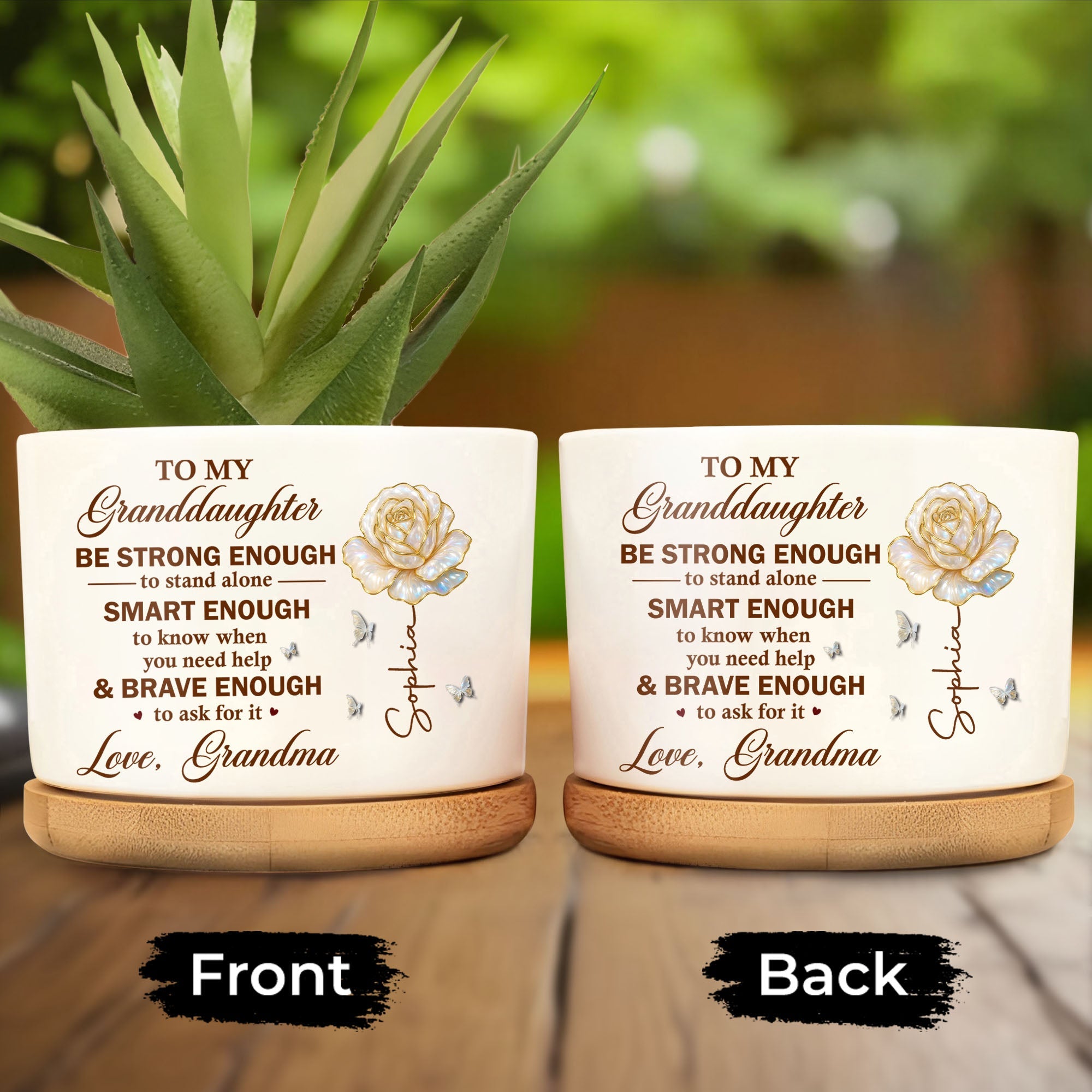 Personalized Ceramic Plant Pot Custom Name Gift for Granddaughter Ceramic Plant Pot GradoCreations