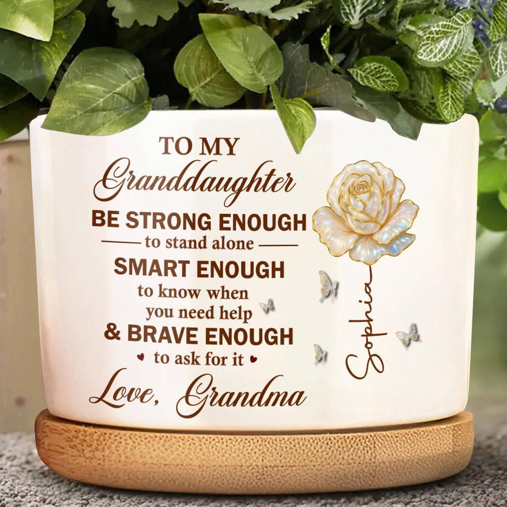 Personalized Ceramic Plant Pot Custom Name Gift for Granddaughter Ceramic Plant Pot GradoCreations