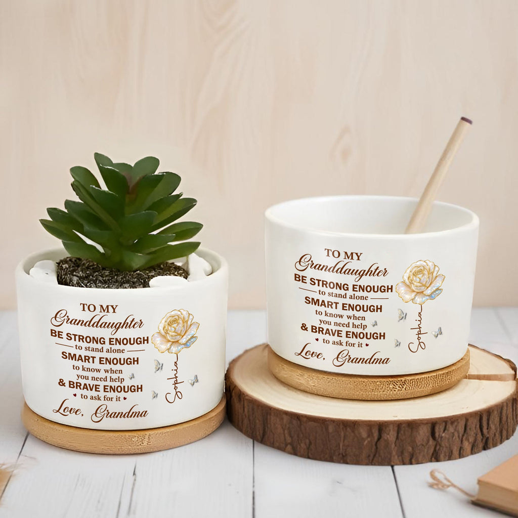 Personalized Ceramic Plant Pot Custom Name Gift for Granddaughter Ceramic Plant Pot GradoCreations