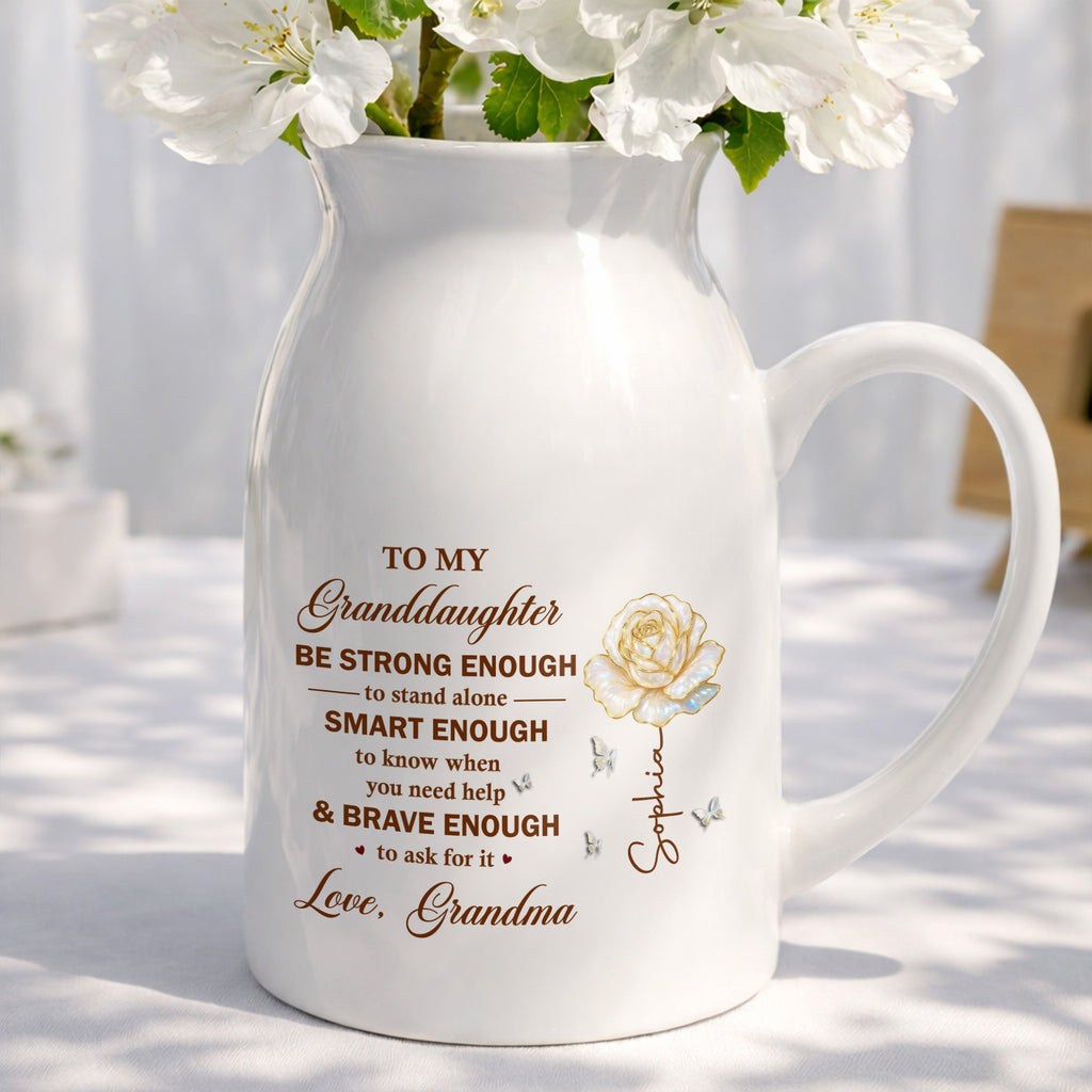Personalized Ceramic Flower Vase Custom Name Gift for Granddaughter Flower Vase GradoCreations
