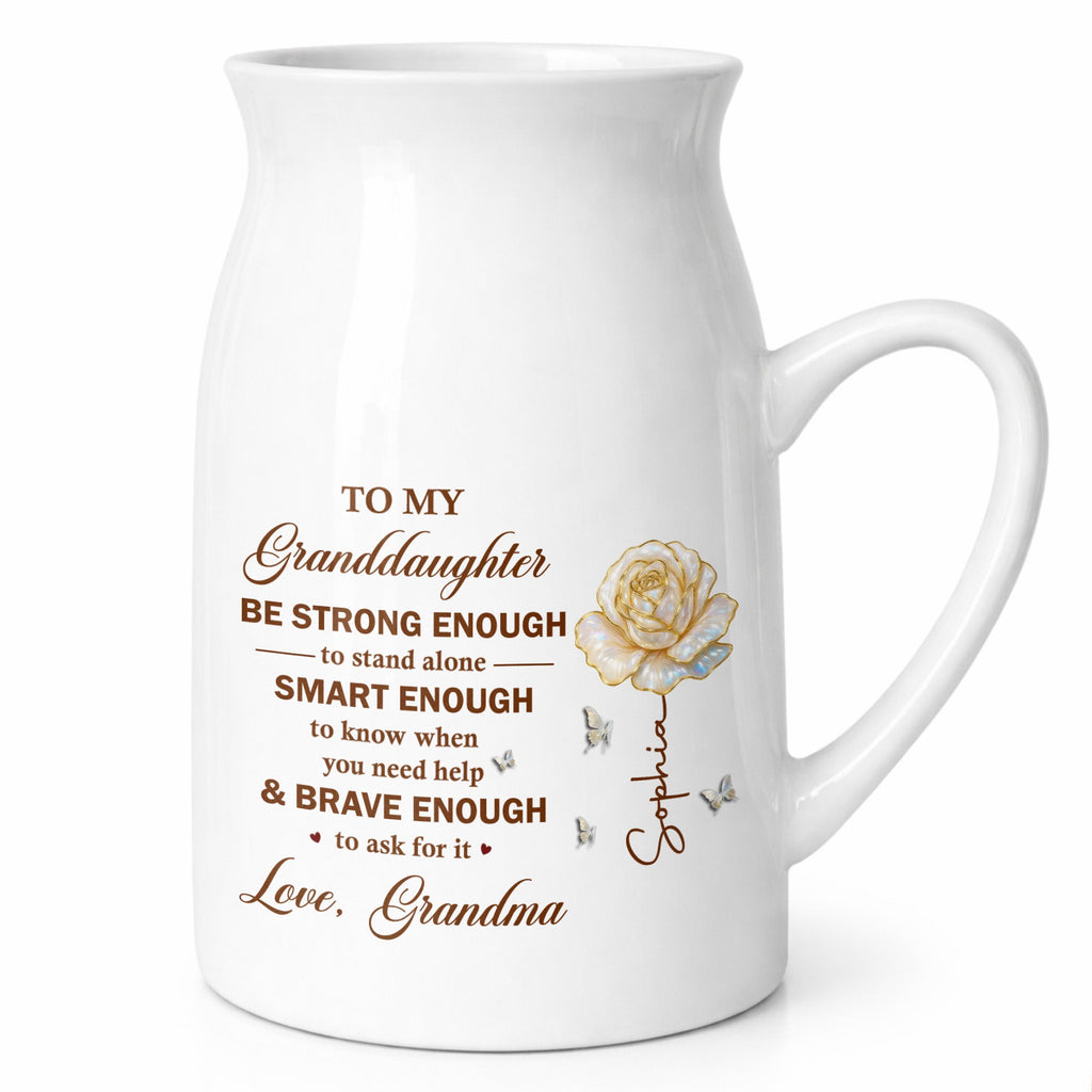 Personalized Ceramic Flower Vase Custom Name Gift for Granddaughter Flower Vase GradoCreations