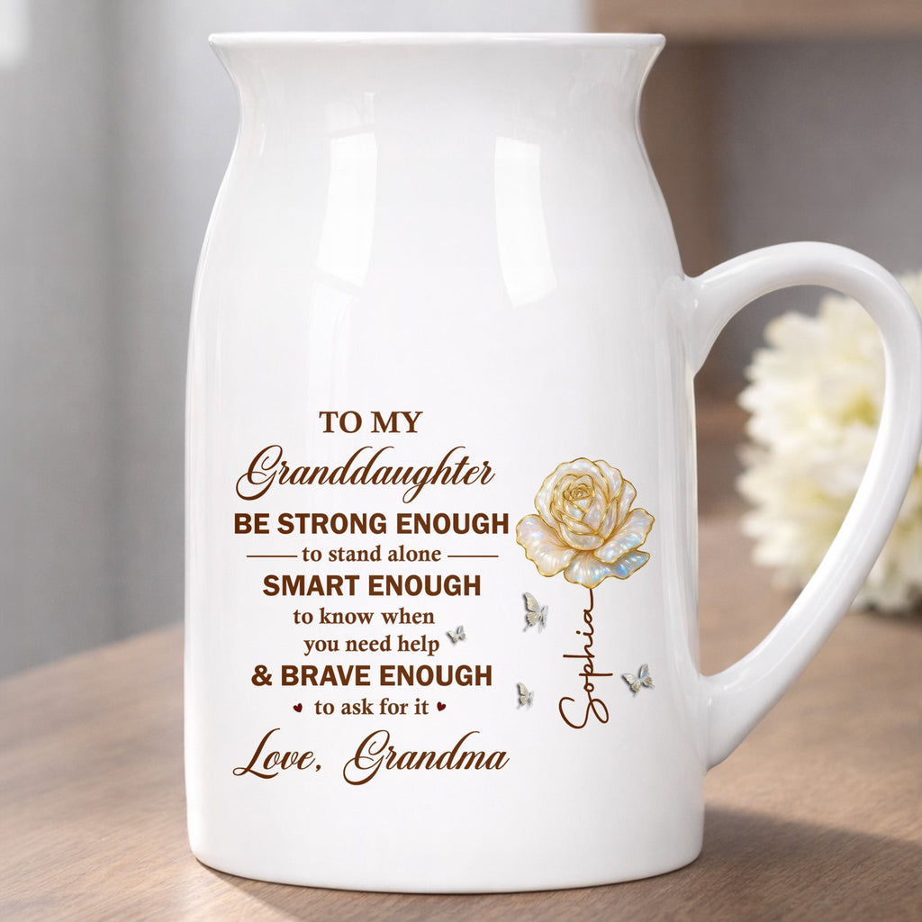 Personalized Ceramic Flower Vase Custom Name Gift for Granddaughter Flower Vase GradoCreations