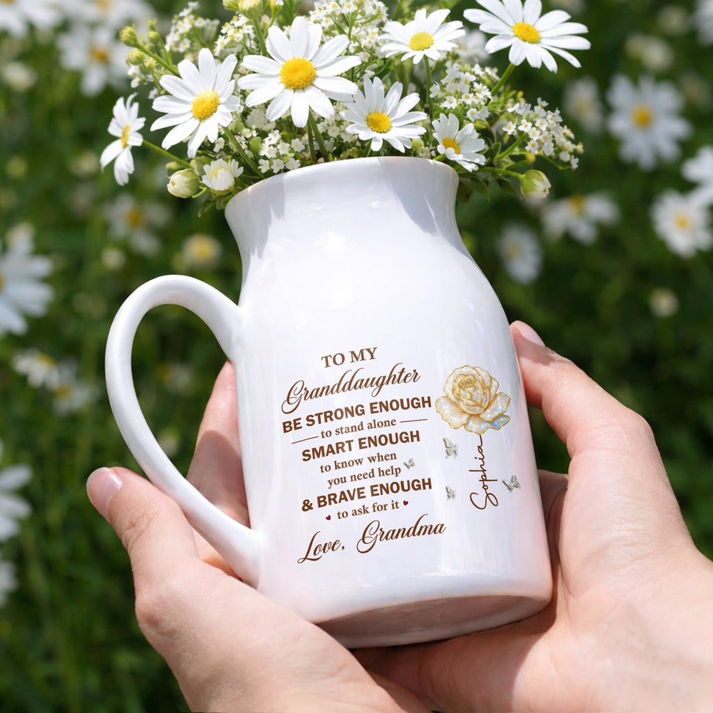 Personalized Ceramic Flower Vase Custom Name Gift for Granddaughter Flower Vase GradoCreations
