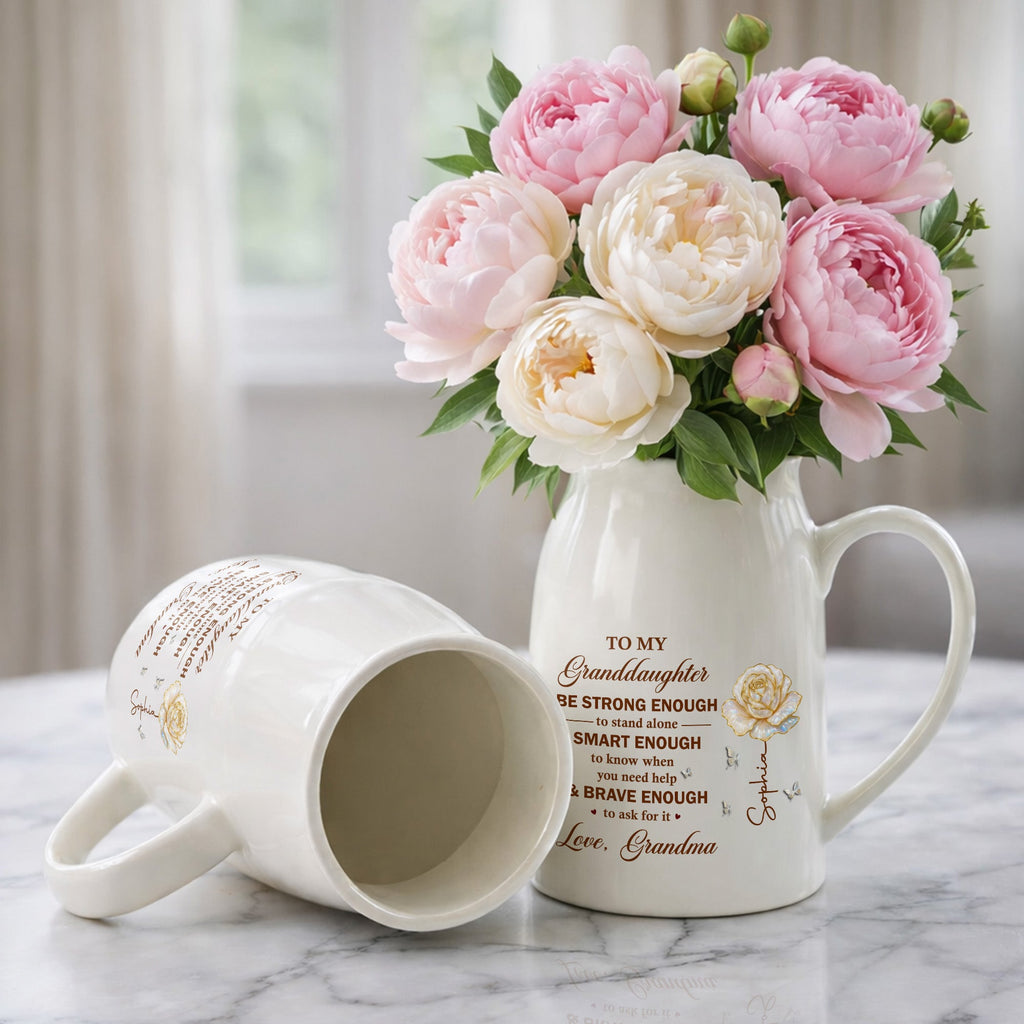 Personalized Ceramic Flower Vase Custom Name Gift for Granddaughter Flower Vase GradoCreations