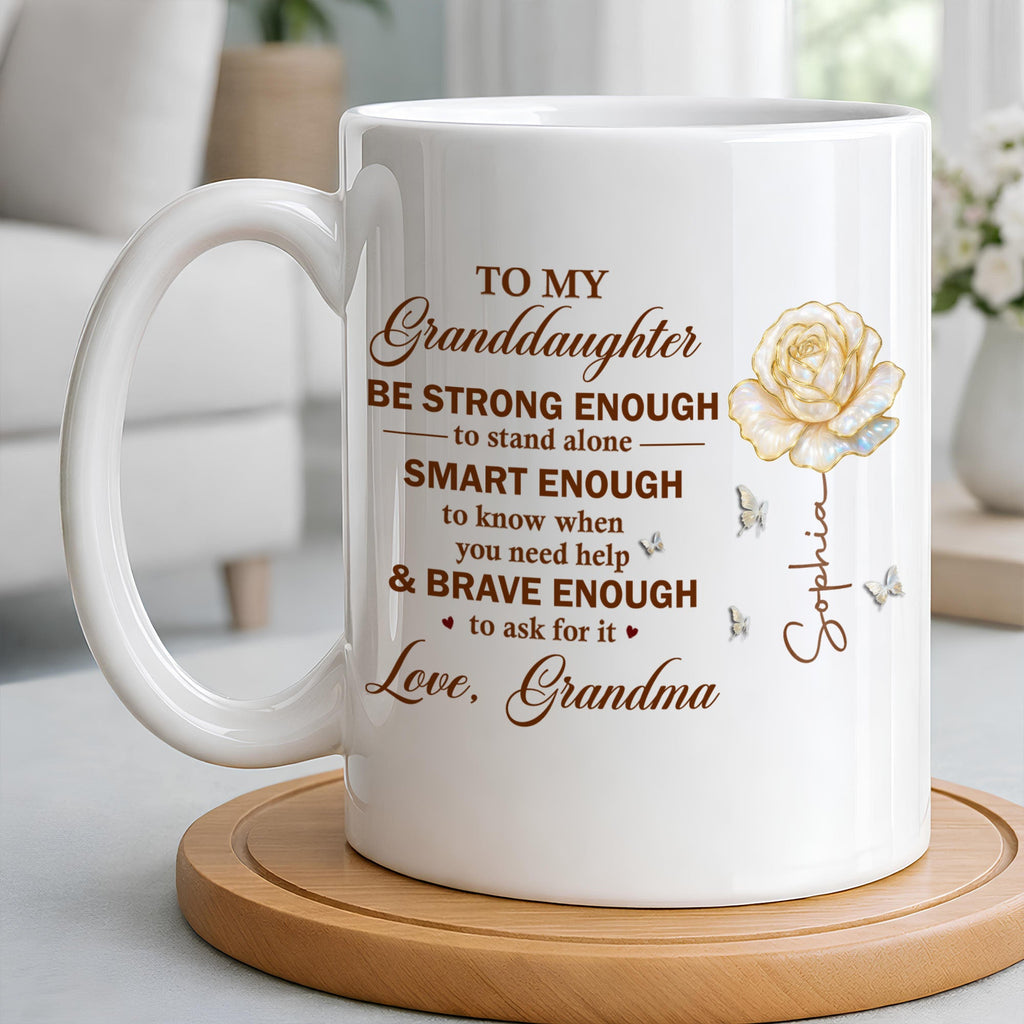 Personalized Mug with Rose Butterflies Custom Gift for Granddaughter Edge-to-edge Mug GradoCreations