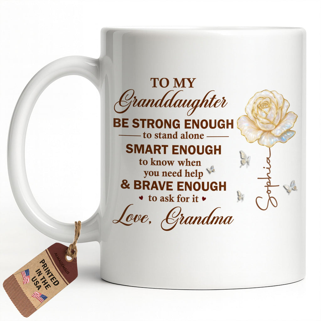 Personalized Mug with Rose Butterflies Custom Gift for Granddaughter Edge-to-edge Mug GradoCreations