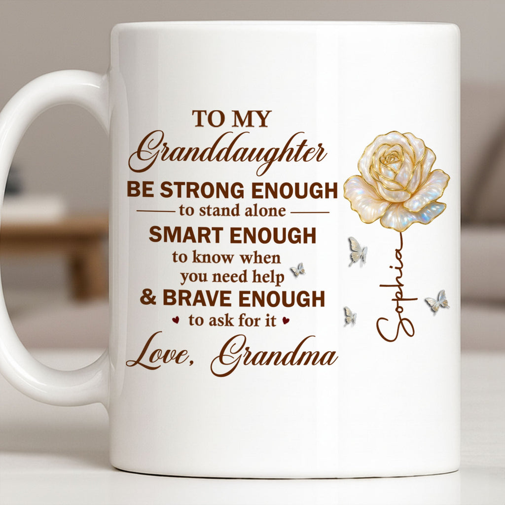 Personalized Mug with Rose Butterflies Custom Gift for Granddaughter Edge-to-edge Mug GradoCreations