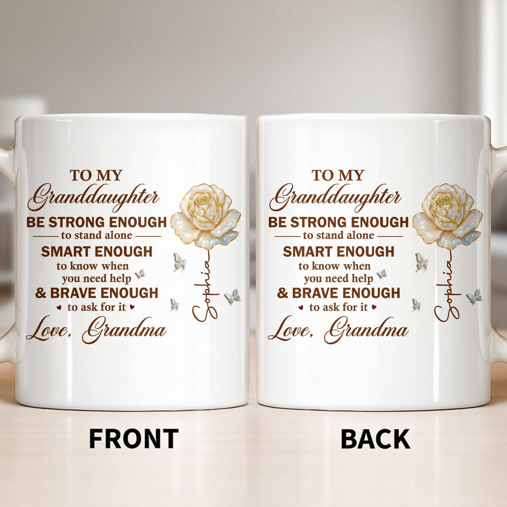 Personalized Mug with Rose Butterflies Custom Gift for Granddaughter Edge-to-edge Mug GradoCreations