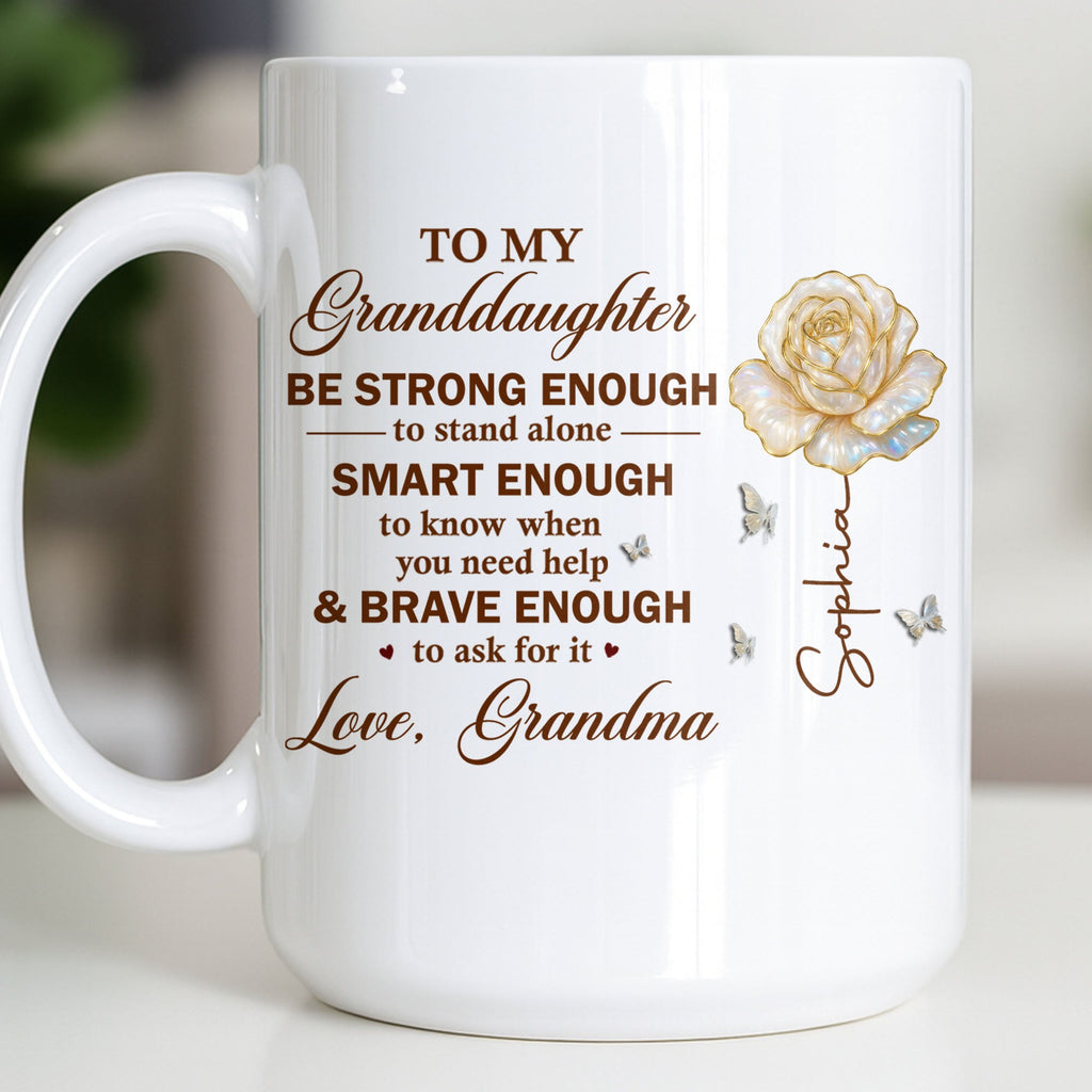 Personalized Mug with Rose Butterflies Custom Gift for Granddaughter Edge-to-edge Mug GradoCreations