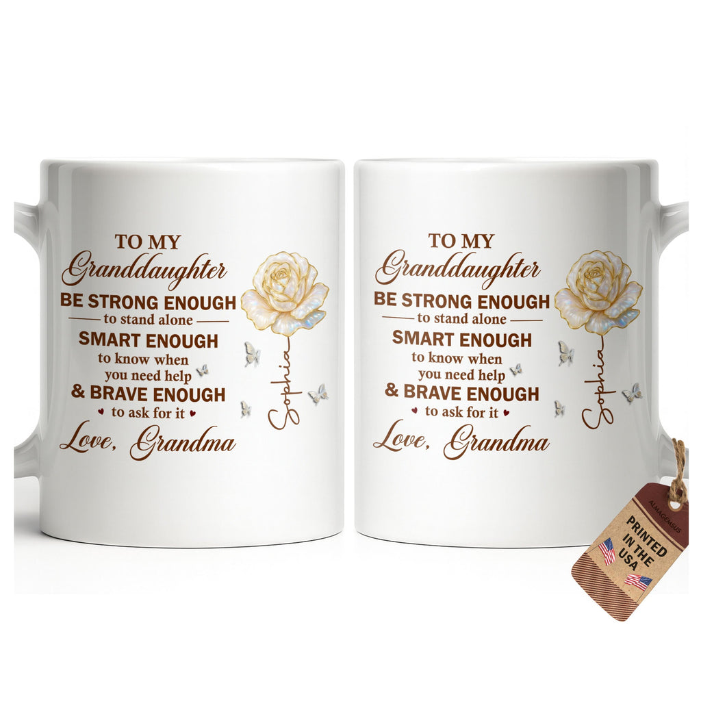 Personalized Mug with Rose Butterflies Custom Gift for Granddaughter Edge-to-edge Mug GradoCreations