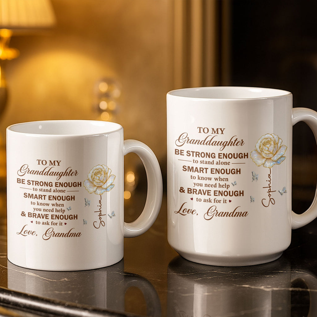 Personalized Mug with Rose Butterflies Custom Gift for Granddaughter Edge-to-edge Mug GradoCreations