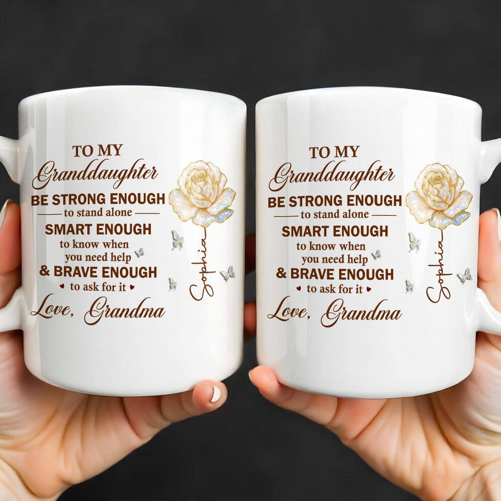 Personalized Mug with Rose Butterflies Custom Gift for Granddaughter Edge-to-edge Mug GradoCreations