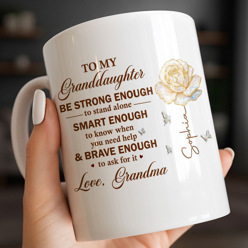 Personalized Mug with Rose Butterflies Custom Gift for Granddaughter Edge-to-edge Mug GradoCreations
